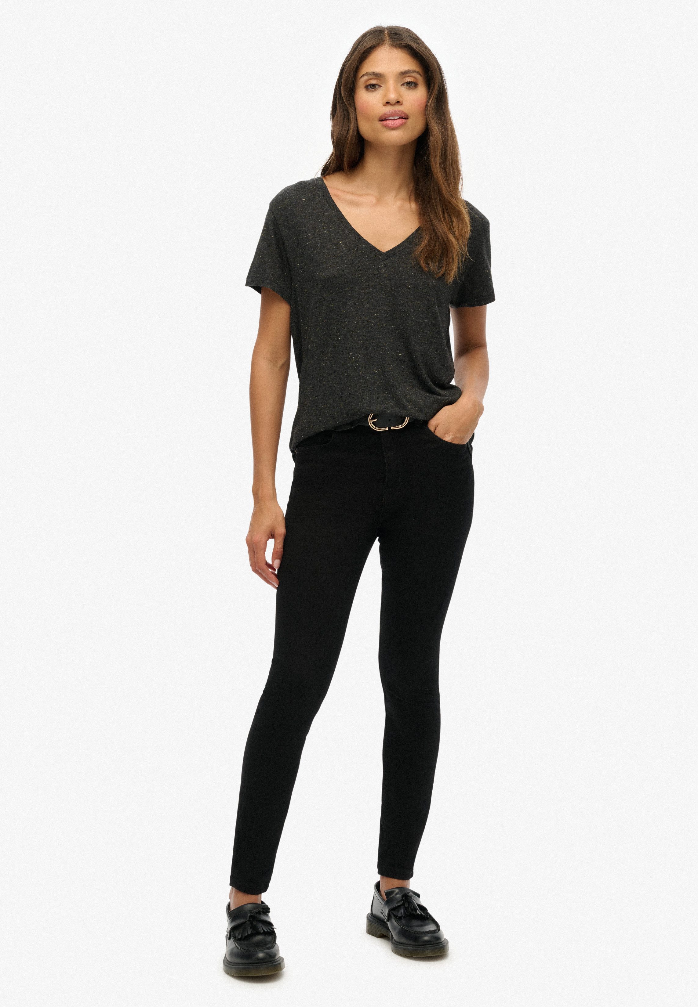 Superdry T-Shirt STUDIOS SLUB EMB VEE TEE Baumwollmischung, relaxed fit – Bild 5 von 5