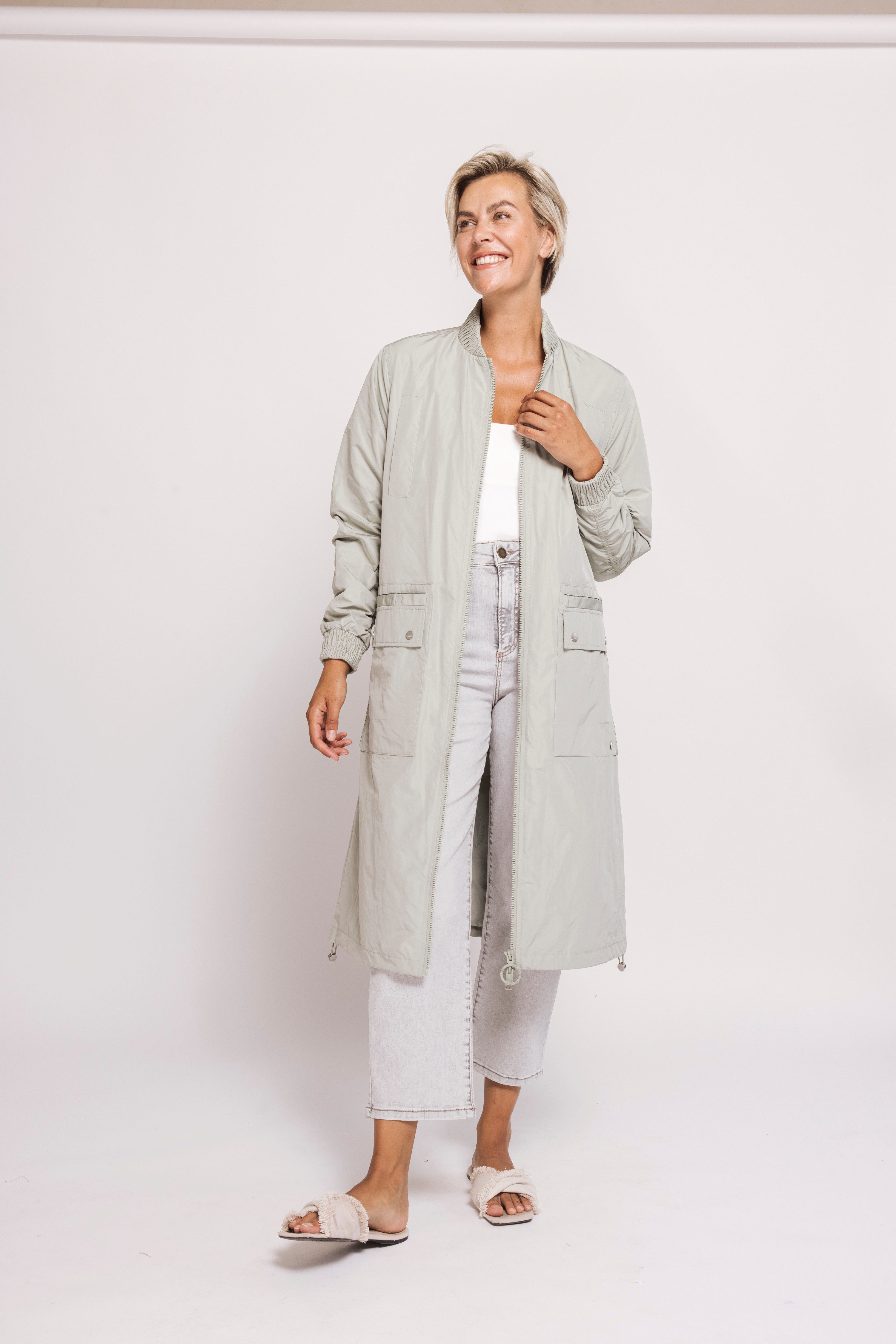 Zhrill Langmantel ZHPANTA Mantel Bomberstyle im Blouson-Look und mit Reißverschluss