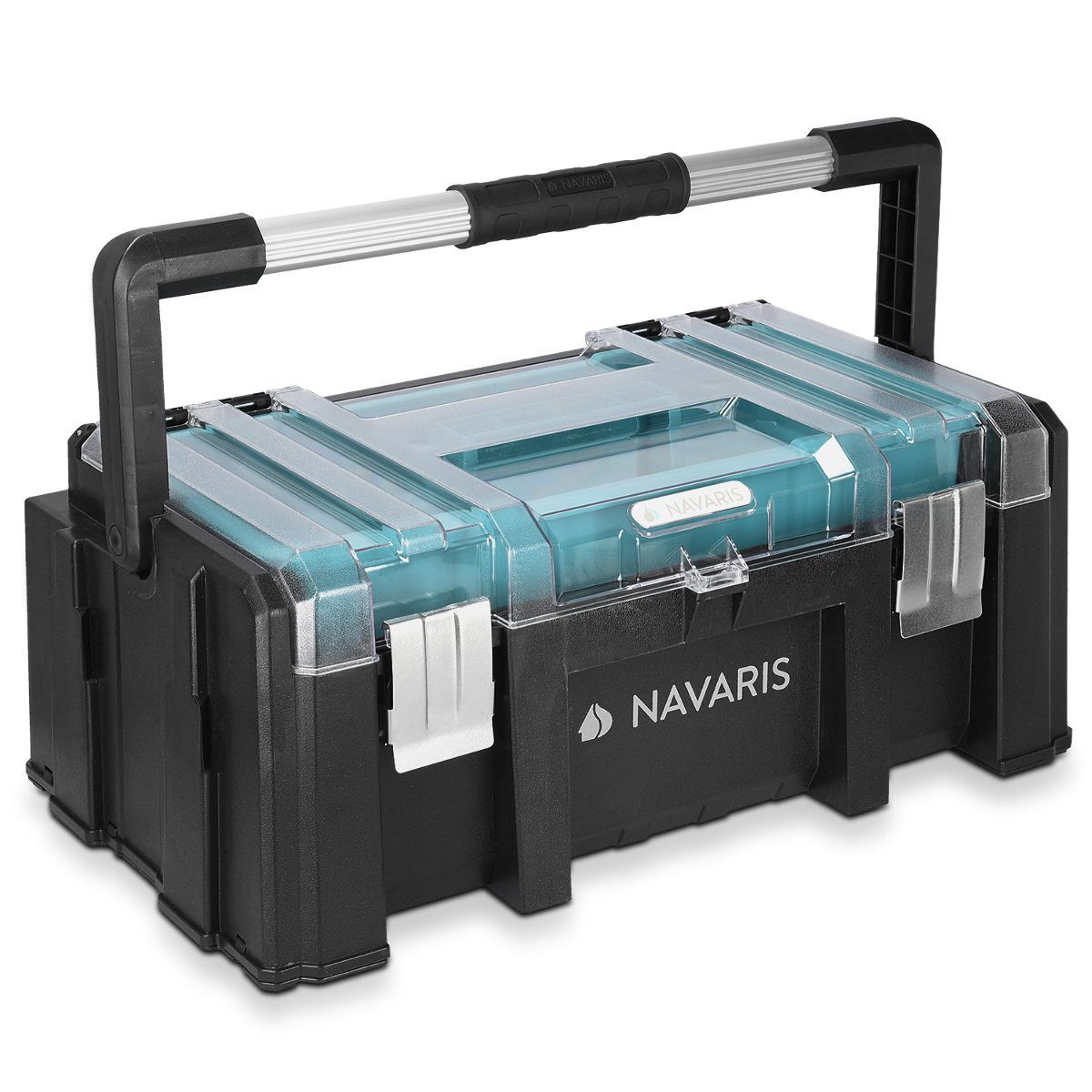 Navaris Werkzeugkoffer Werkzeugkoffer 20 Box leer, mit anhängbaren Wannen und Stahlschließen"