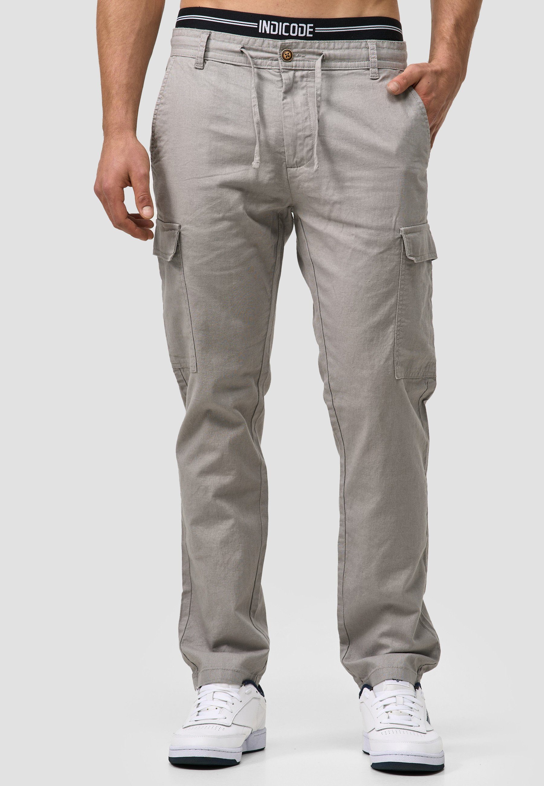 Indicode Leinenhose Leonardo mit aufgesetzten Taschen günstig online kaufen