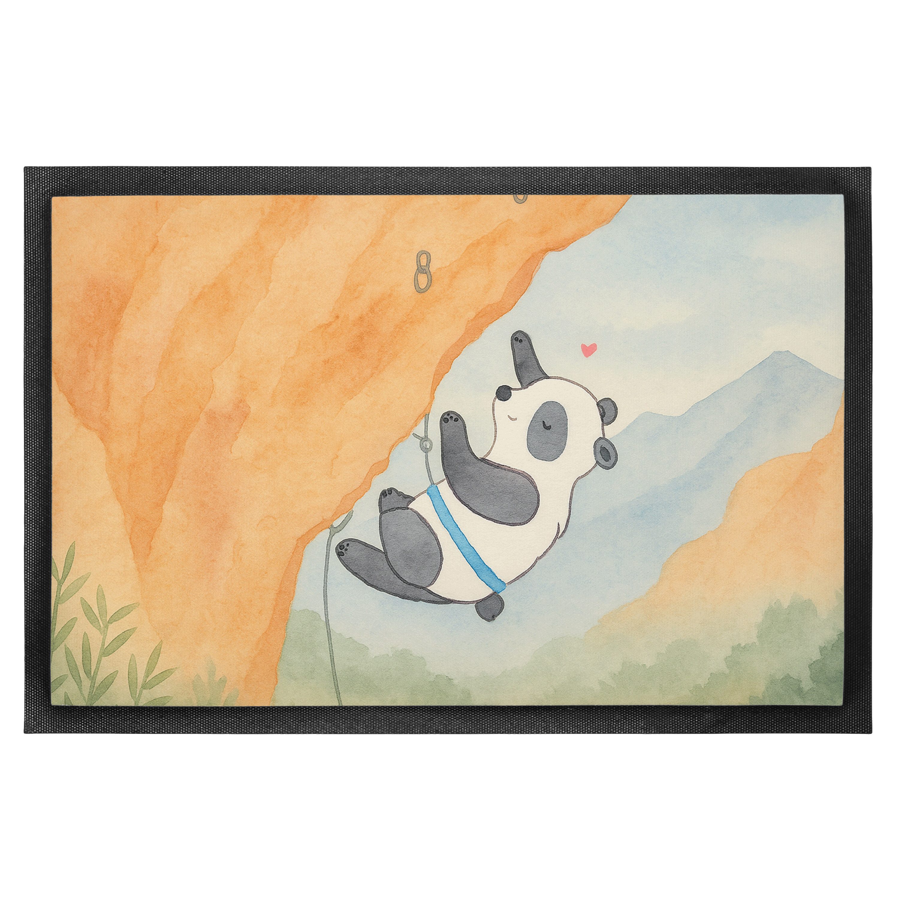 Mr. & Mrs. Panda Fußmatte Panda Klettern Design, fußmatte 40 x 60 cm, Weiß, Bouldern, Klettersp, rechteckig, Höhe: 40 mm, Türmatte Schmutzfangteppich Fussmatte