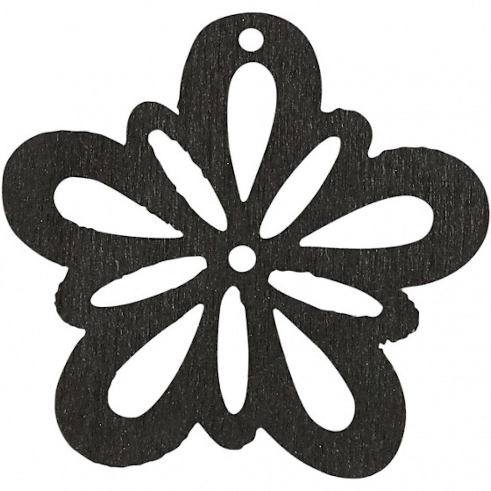 Creotime Dekofigur Blume, D 27 mm, Dicke 1,7 mm, 20 Stk/ 1 Pck. Schwarz