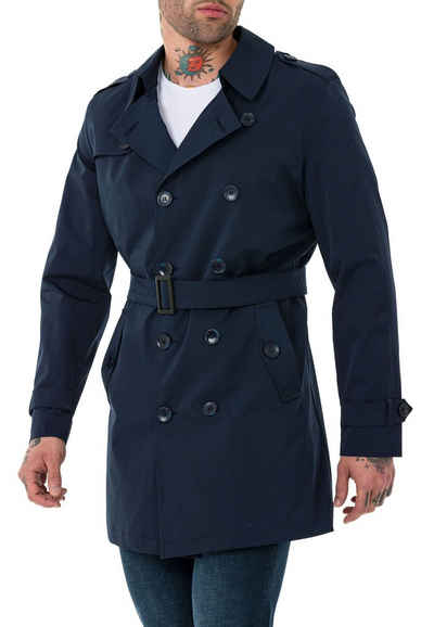 RedBridge Trenchcoat Red Bridge Herren Mantel Trenchcoat Jacke Light Version Navy Blau XXL Premium Qualität