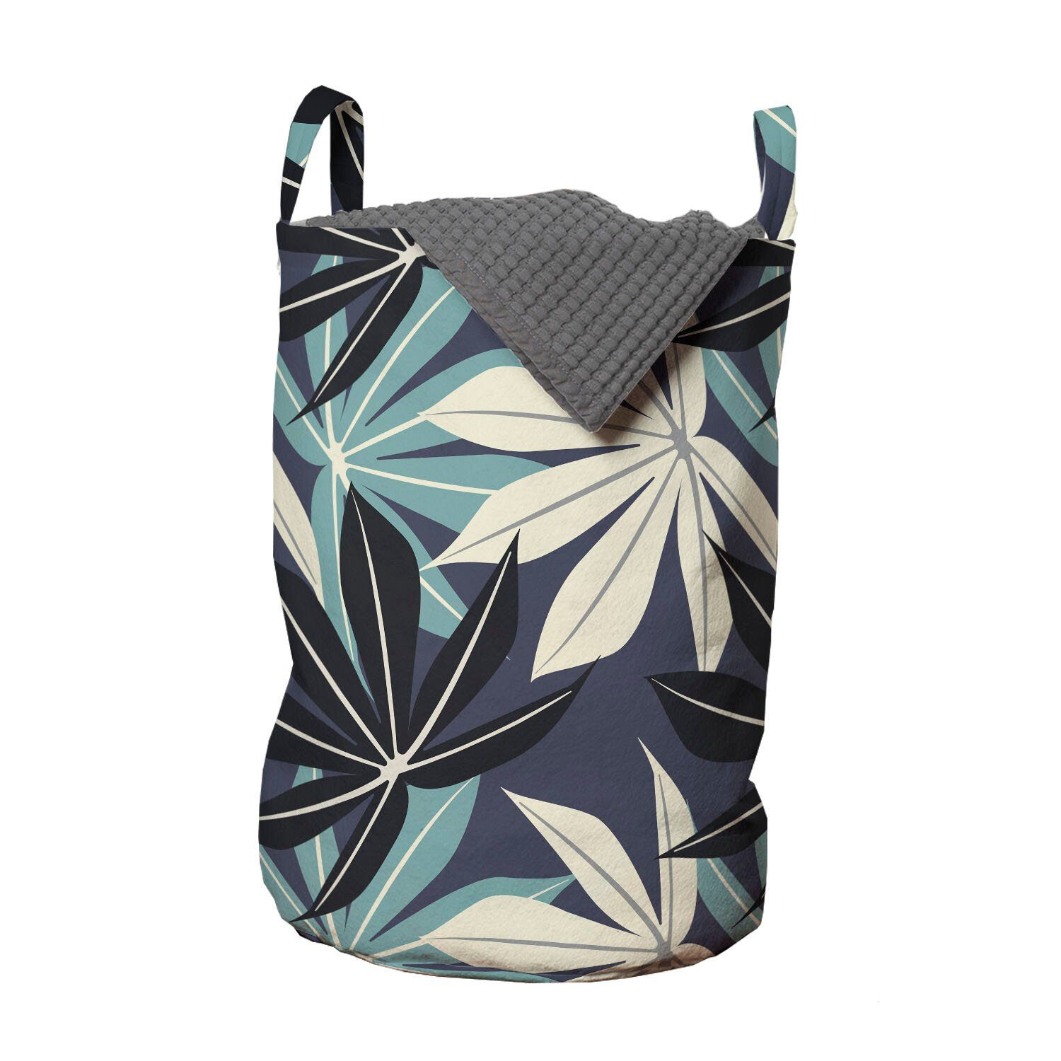 Abakuhaus Wäschesäckchen Wäschekorb mit Griffen Kordelzugverschluss für Waschsalons, Botanisch Zipfel tropischer Blatt- | Wäschesäcke