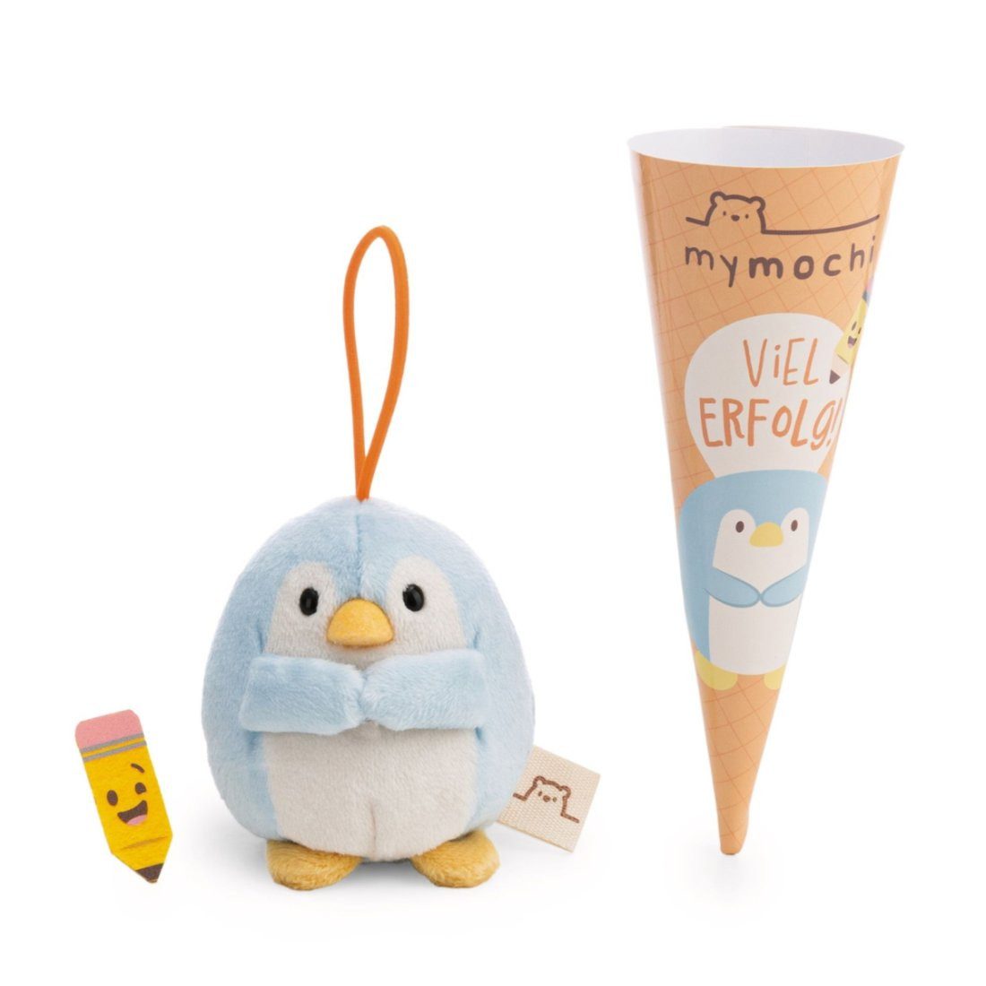 Nici Schultüte mymochi Schlüsselanhänger Pinguin Waddle 8cm mit Bleistift Kuscheltier, als Back to School Geschenk Anhänger, mit kleinem Zubehör moodie