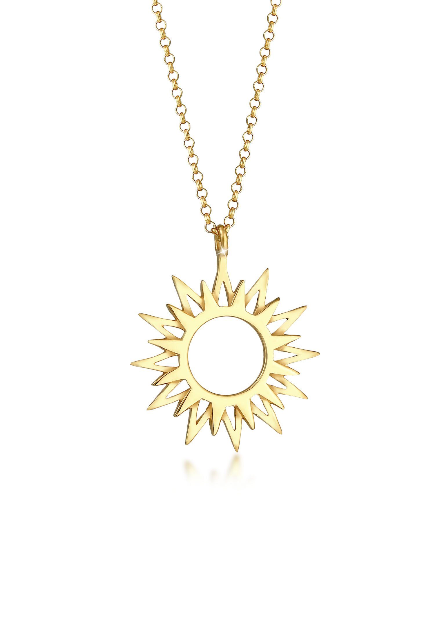 Elli Kette mit Anhänger Sonne Sun Strahlen Astro Symbol 925 Silber Gold