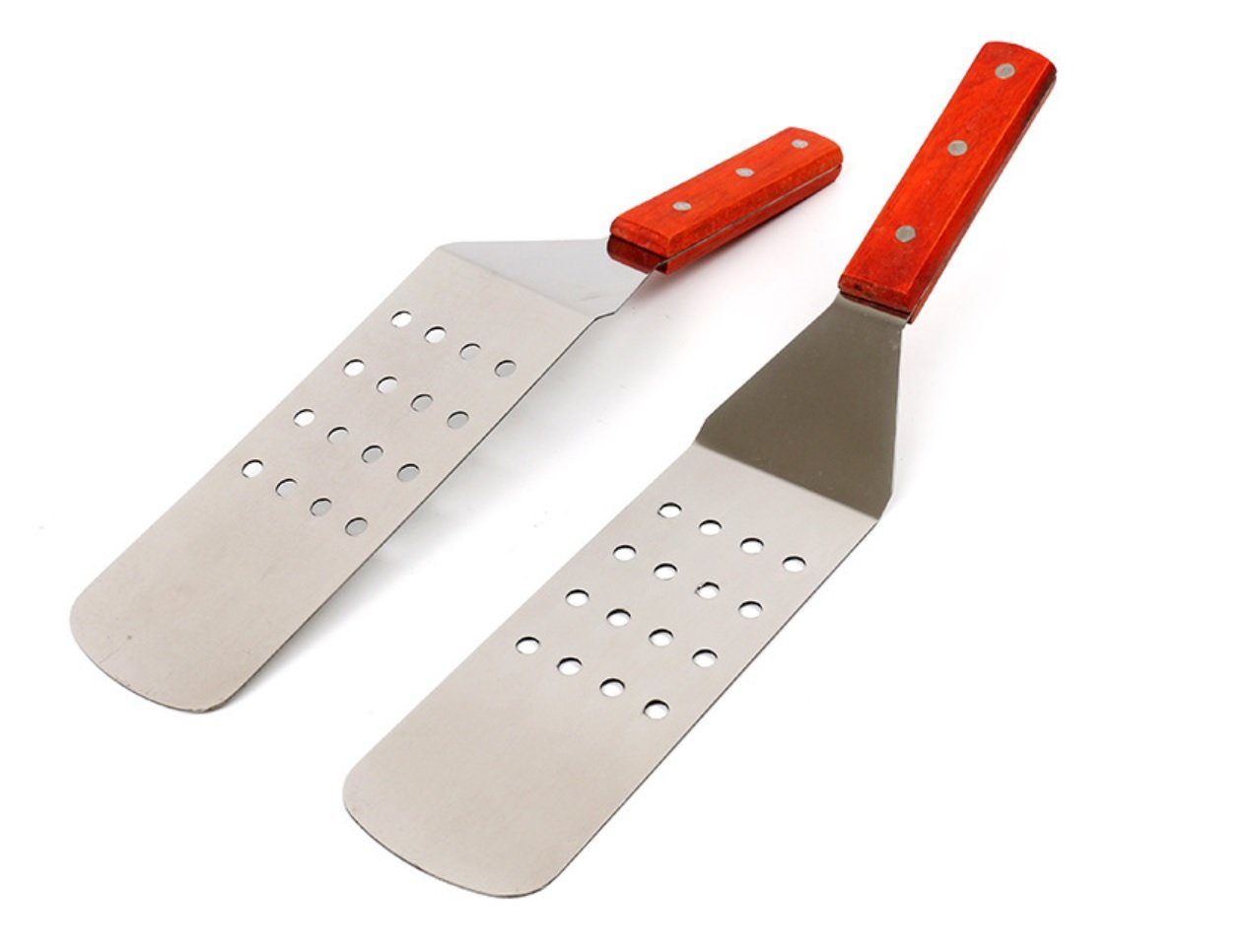 BAYLI Grillbesteck-Set 2er Set XXL Pfannenwender Gelocht aus Edelstahl, Fleischwender mit