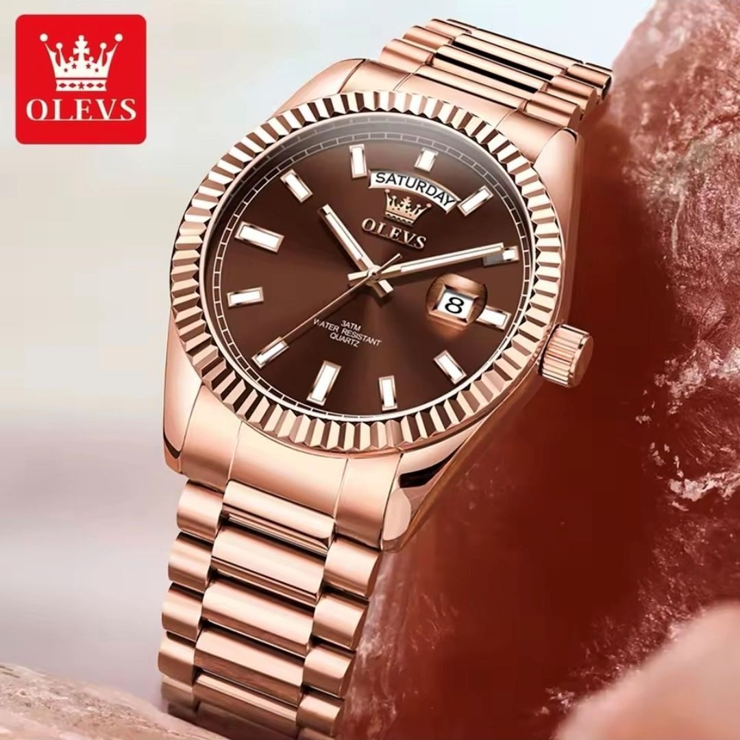 OLEVS Quarzuhr OLEVS Herrenuhr Edelstahl – Quarz, Datum & Wochentag, stilvoll 5650 – Bild 2 von 5