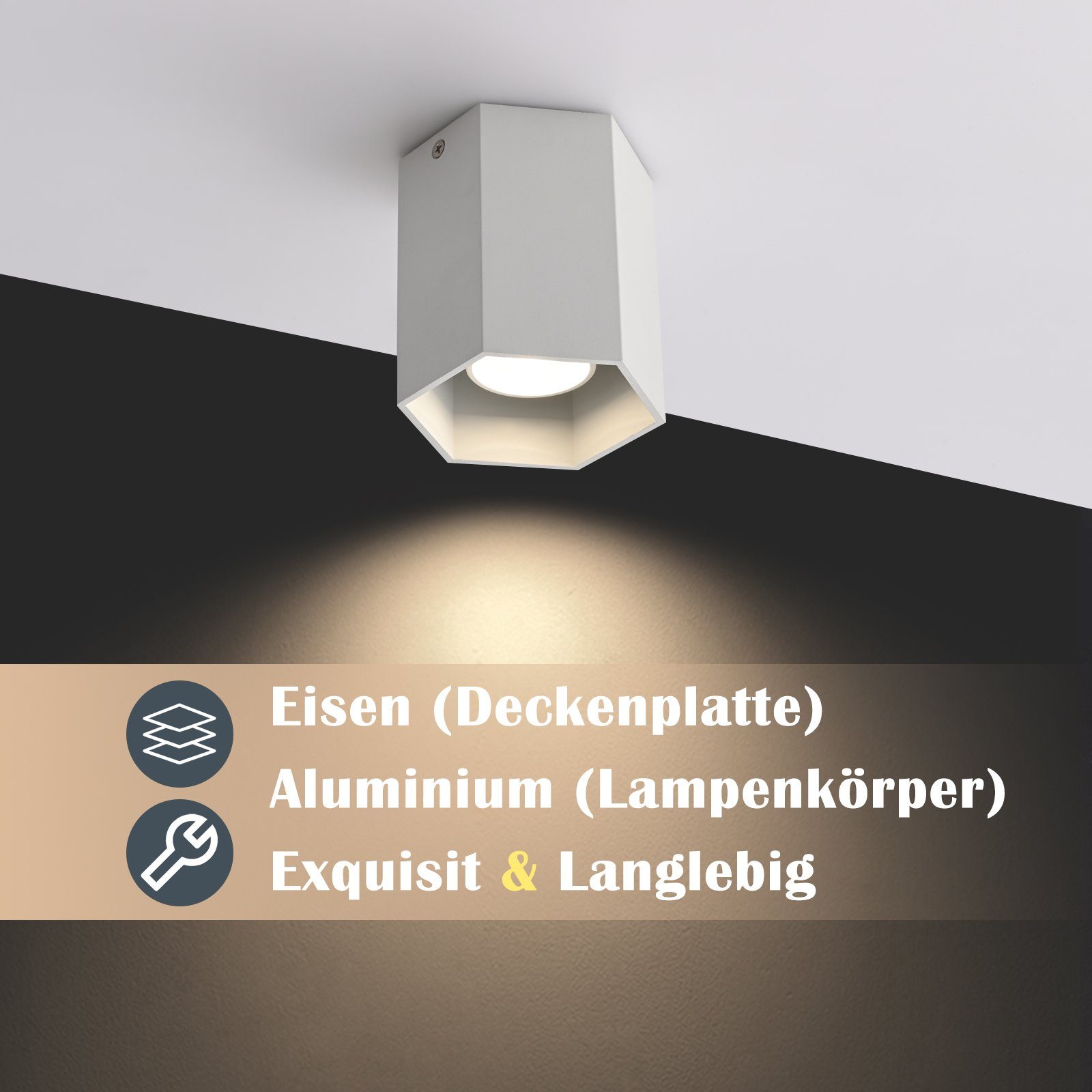 1 Aufbauleuchte LED Aufbauspot Rund Deckenspots Spotleuchte LED Deckenstrahler für Wohnzimmer, ohne Leuchtmittel, Flammig, Weiß Deckenleuchte GU10 ZMH Küche ZMH