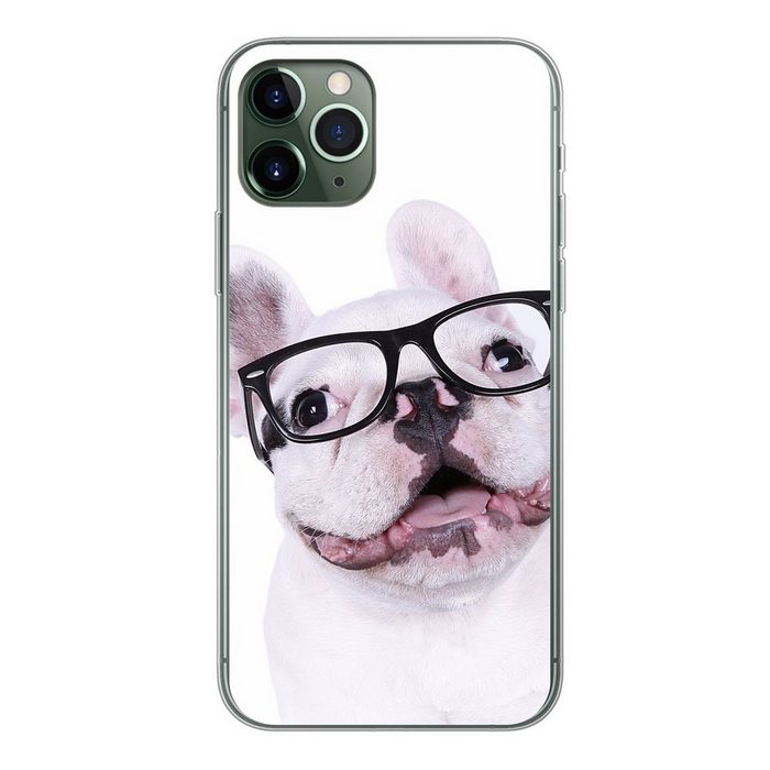 MuchoWow Handyhülle Hund - Brille - Hipster Handyhülle Apple iPhone 11 Pro Smartphone-Bumper Print Handy