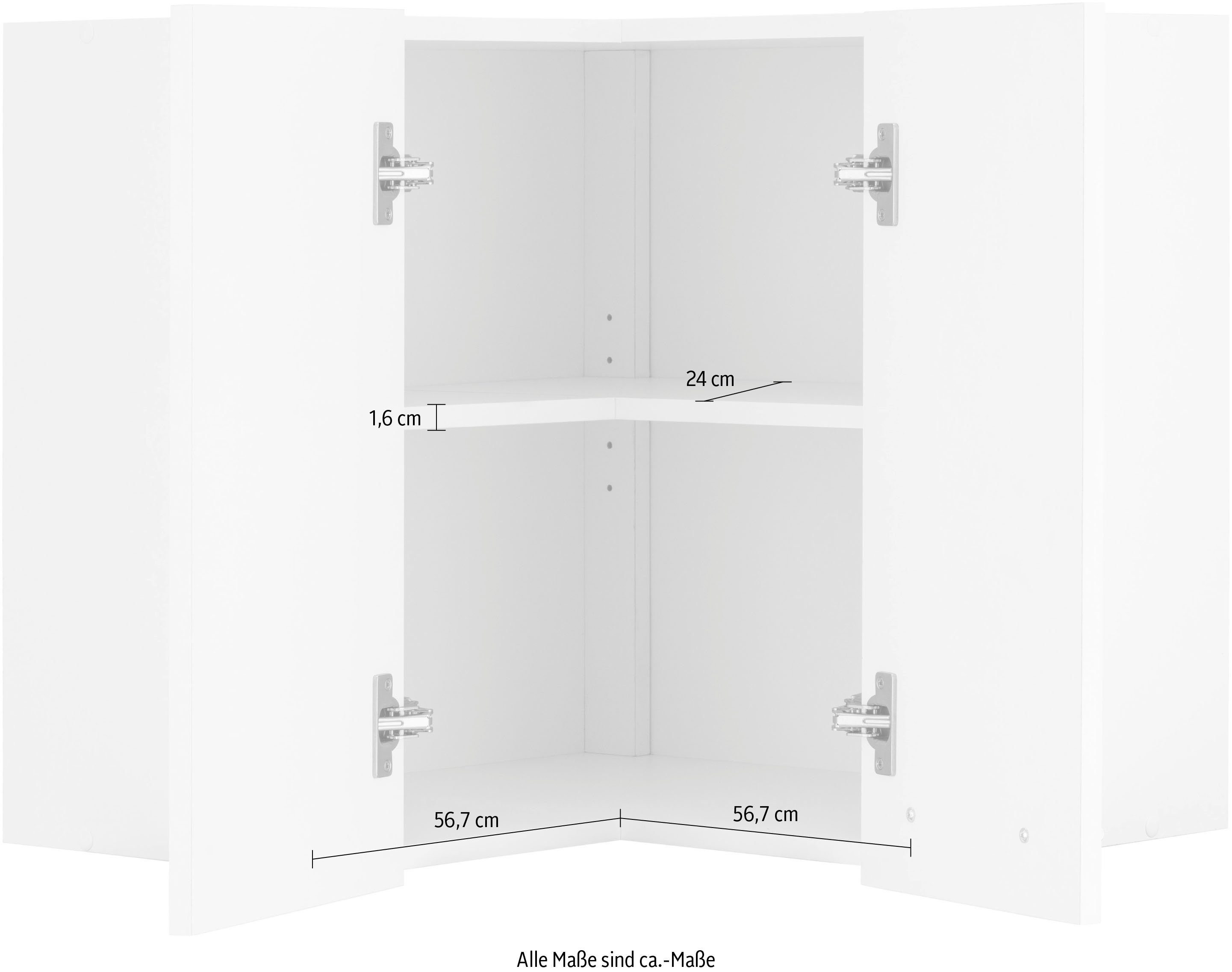 wiho Küchen Eckhängeschrank Unna 60 Weiß breit weiß/weiß cm 