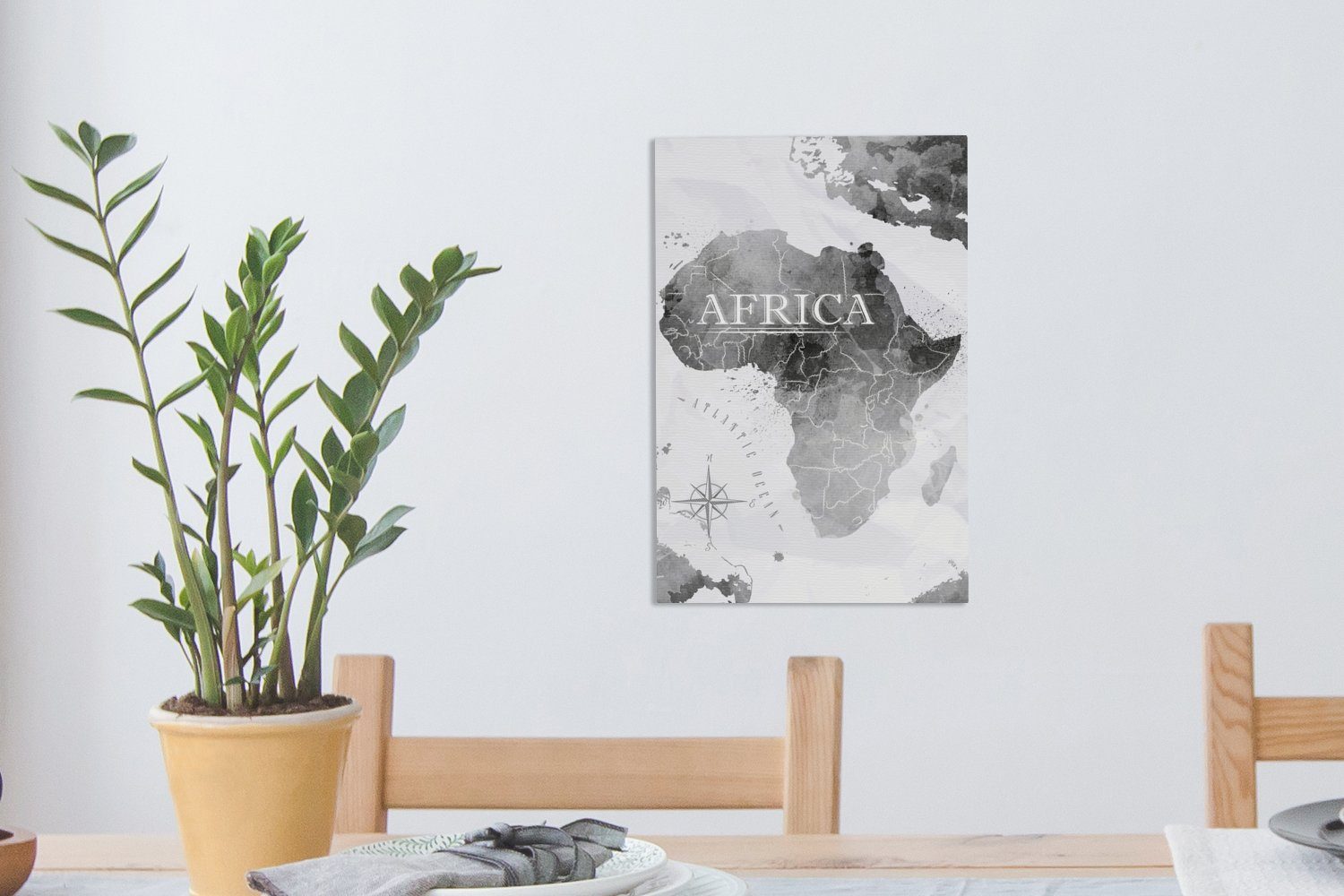 - St), Leinwandbild bespannt Gemälde, fertig inkl. Leinwandbild Afrika - OneMillionCanvasses® cm Weltkarte 20x30 (1 Zackenaufhänger, Farbe,