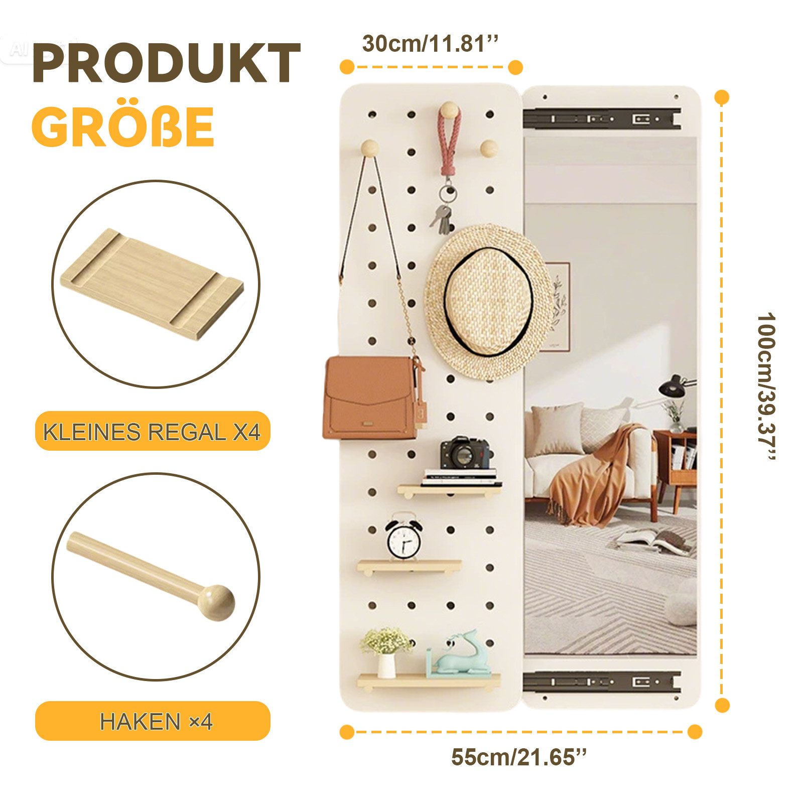 TWSOUL Garderobenpaneel Wandspiegel Garderobe mit Spiegel, Wandgarderobe Sc günstig online kaufen