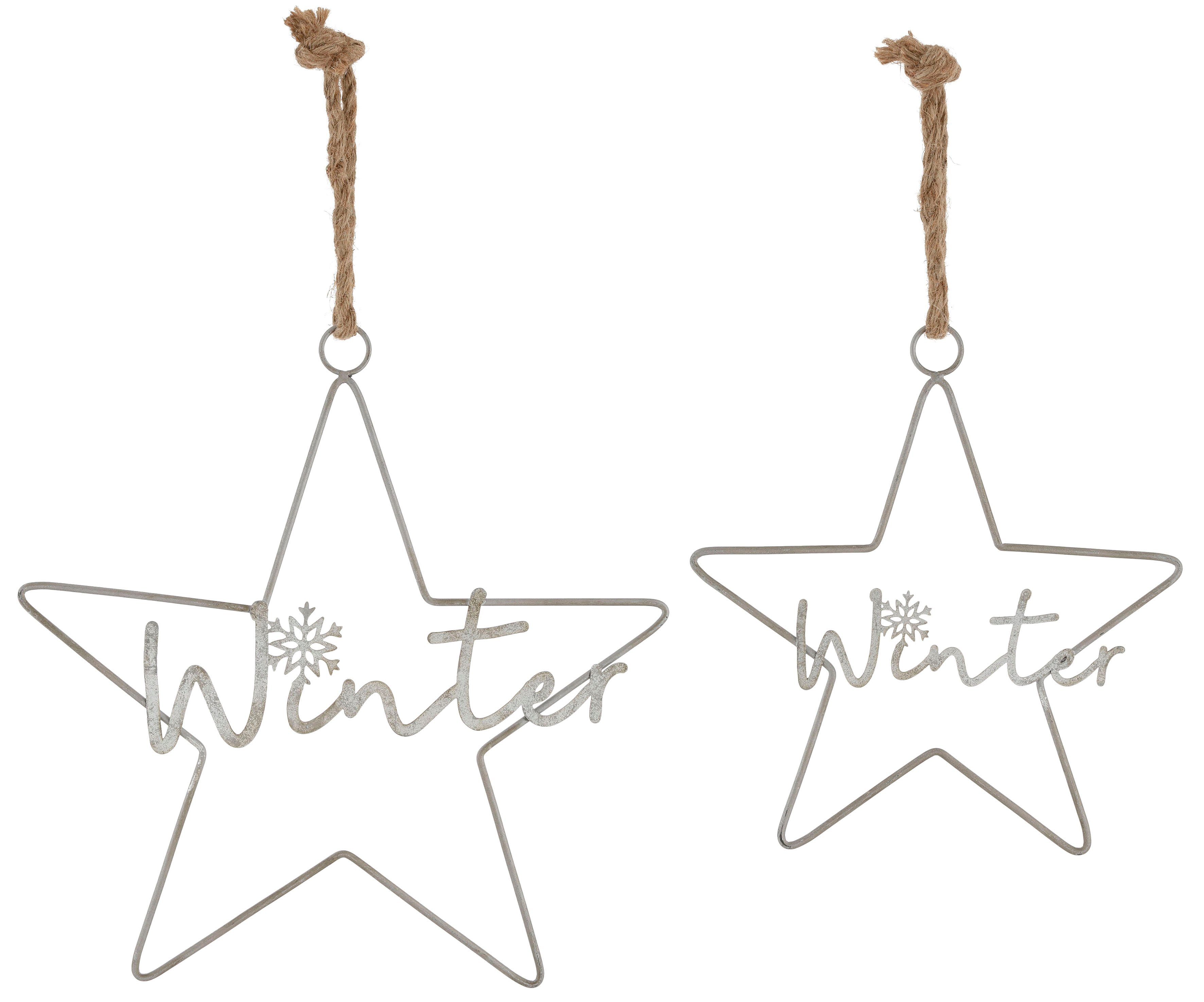 RIFFELMACHER & WEINBERGER Dekostern Weihnachtsstern, Winter, Weihnachtsdeko, 2 St., aus Metall mit Kordel, 30 cm + 41 cm