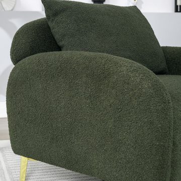 REDOM Sessel Loungesessel Polstersessel Armlehnensessel, mit Kissen (Moderner und schlichter Teddy-Samtstuhl, mit breiter Sitzfläche und tiefer Sitzfläche, roségoldene Sofabeine), extra großer Einzelsessel