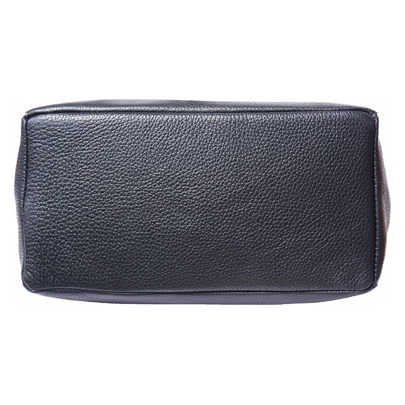 FLORENCE Schultertasche Florence ital. Echtleder Shopper schwarz (Schultertasche), Damen Leder Shopper, Schultertasche, schwarz ca. 30cm