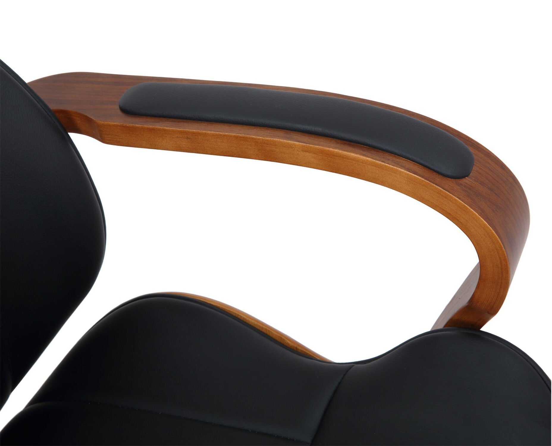 Chefsessel, Kunstleder Mellow Bürostuhl Sitz: TPFLiving Gestell: und - (Schreibtischstuhl, Rückenlehne Metall drehbar - Bürostuhl mit Drehstuhl, walnuss/schwarz 360° XXL), höhenverstellbar chrom bequemer