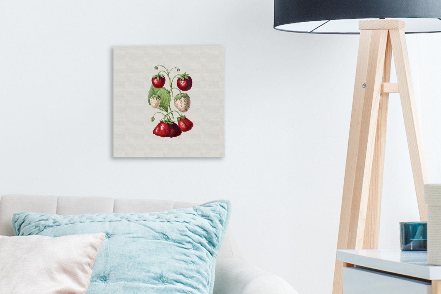 OneMillionCanvasses® Leinwandbild für - St), Wohnzimmer Bilder Schlafzimmer Leinwand - (1 Frucht, Erdbeeren Pflanze