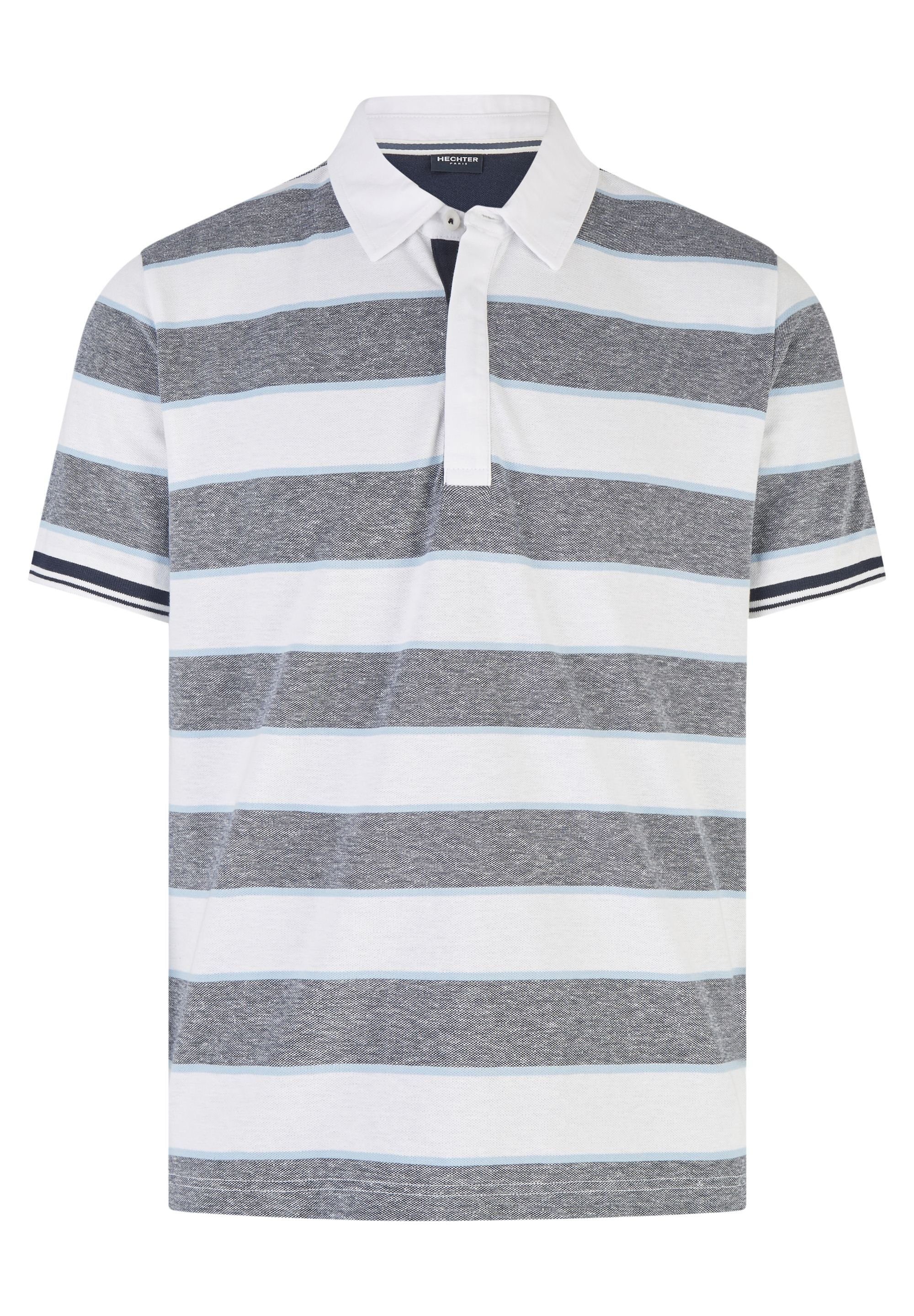 PARIS HECHTER blue Piqué-Struktur Poloshirt midnight mit