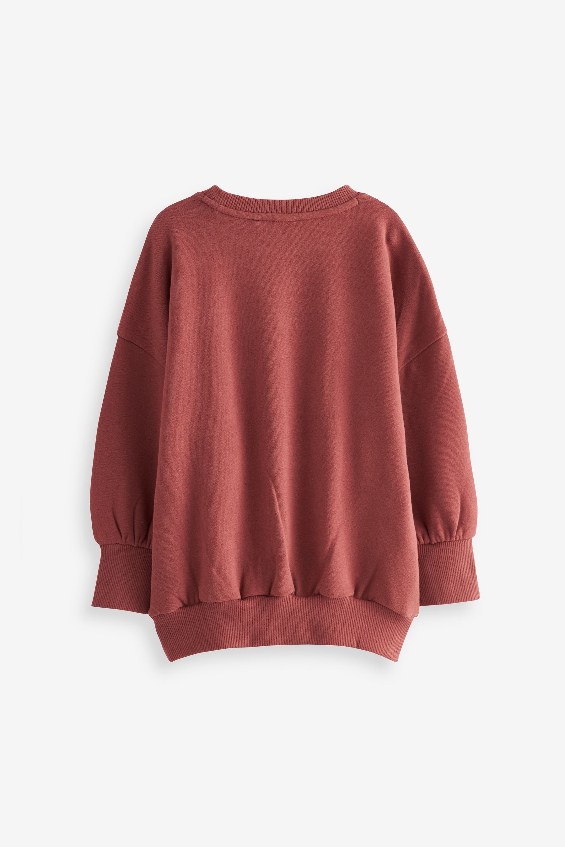 (1-tlg) Sweatshirt Sequin Rundhalsausschnitt Brown Rust mit Embellished Next Sweatshirt