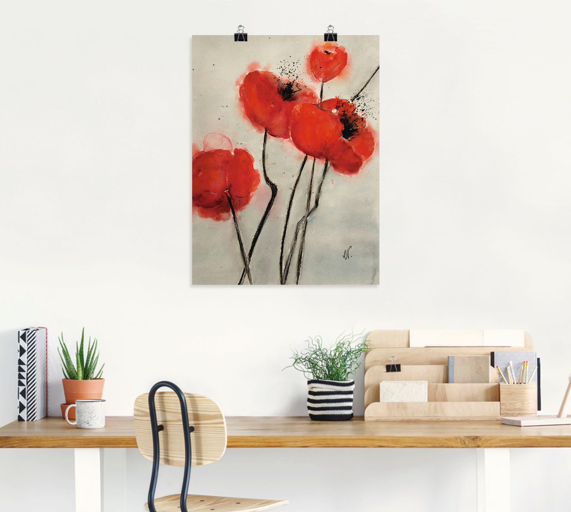 Mohn, Blumen Wandaufkleber Wandbild Poster als in (1 St), Artland versch. Leinwandbild, Roter oder Alubild, Größen