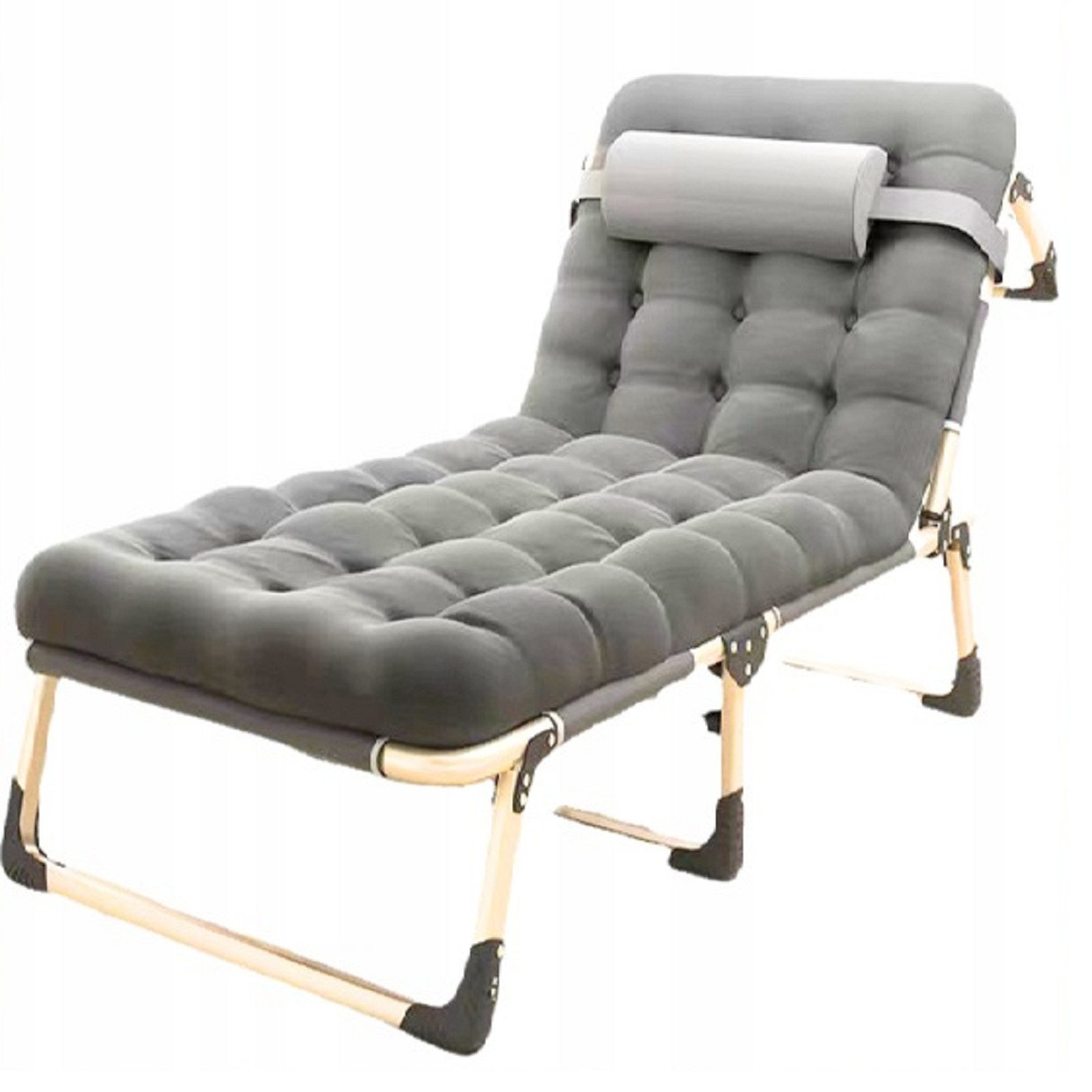 Campingliege Klappbett mit Matratze und Kissen 193 cm
