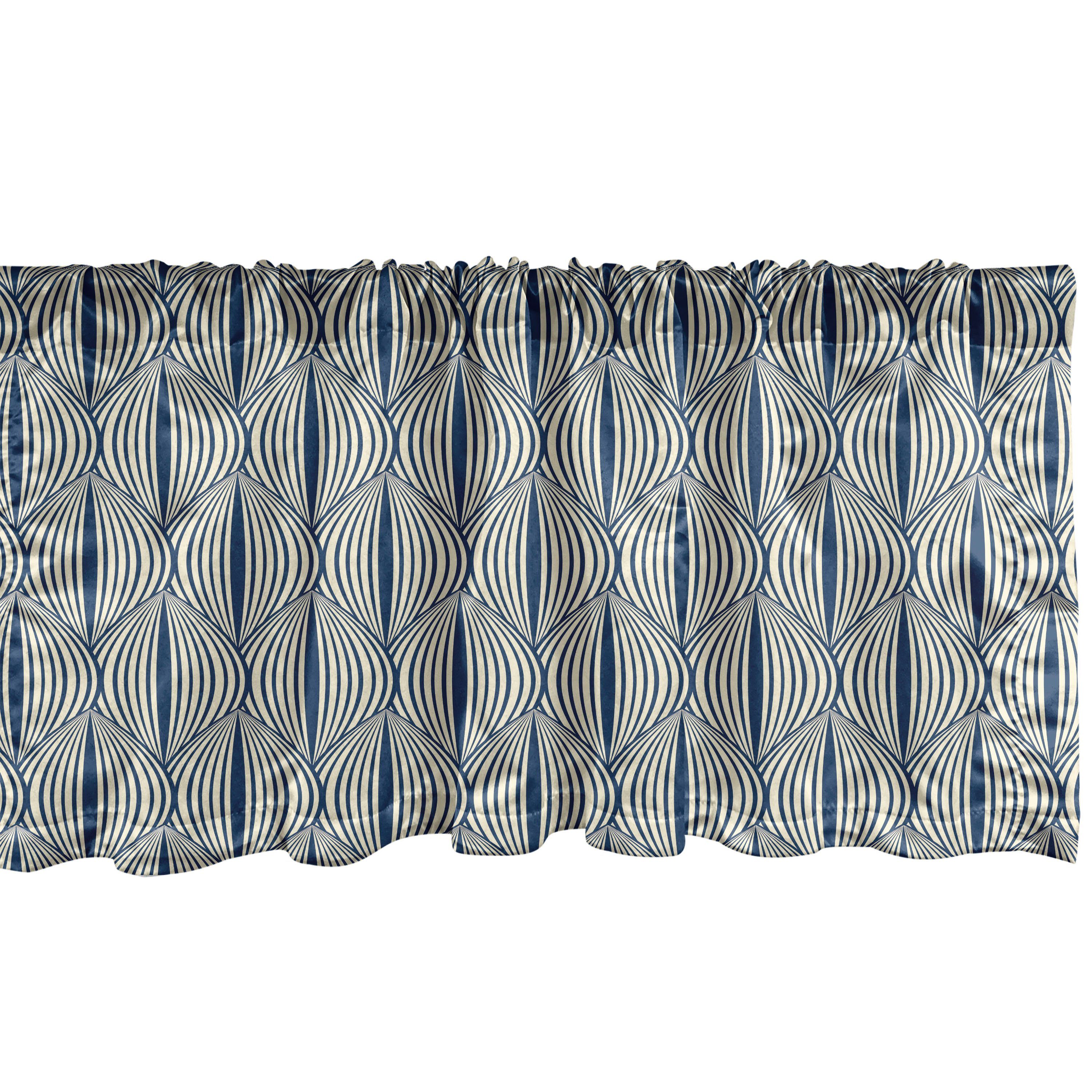 Scheibengardine Vorhang Volant für Küche Schlafzimmer Dekor mit Stangentasche, Abakuhaus, Microfaser, Retro Gebogene Blick Formen mit Linien