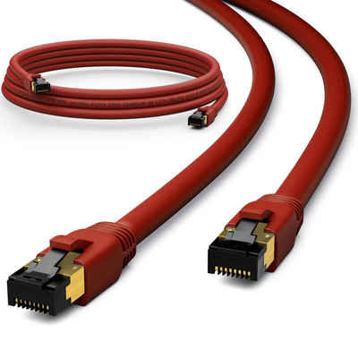 HB-DIGITAL Patchkabel CAT 8.1 F/FTP LSZH Länge und Farbe wählbar Rot 0,25m Netzwerkkabel, RJ45, (25 cm), Doppelte Abschirmung F/FTP
