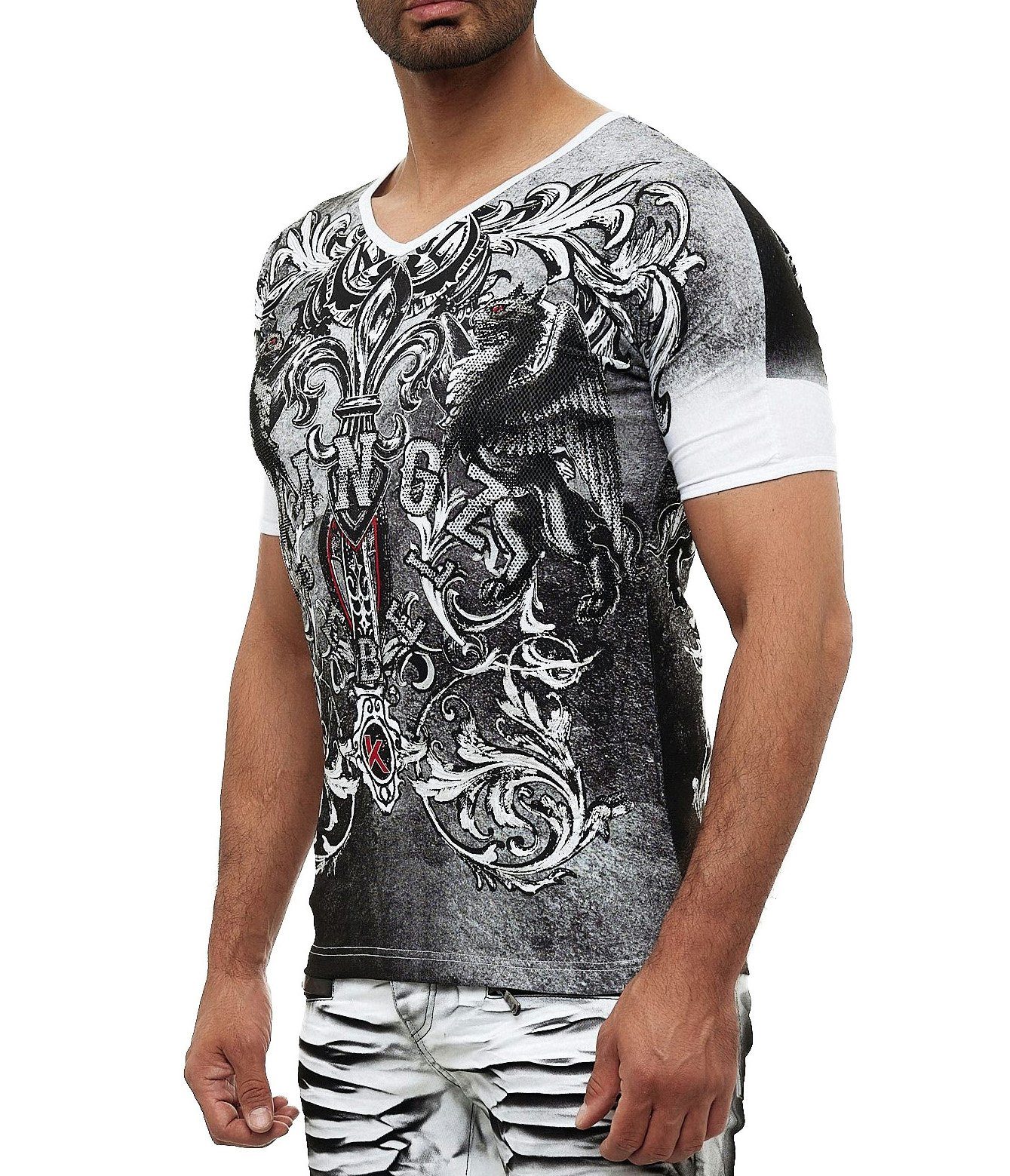 Herren Shirts KINGZ T-Shirt mit einem ausgefallenen Design und Akzenten