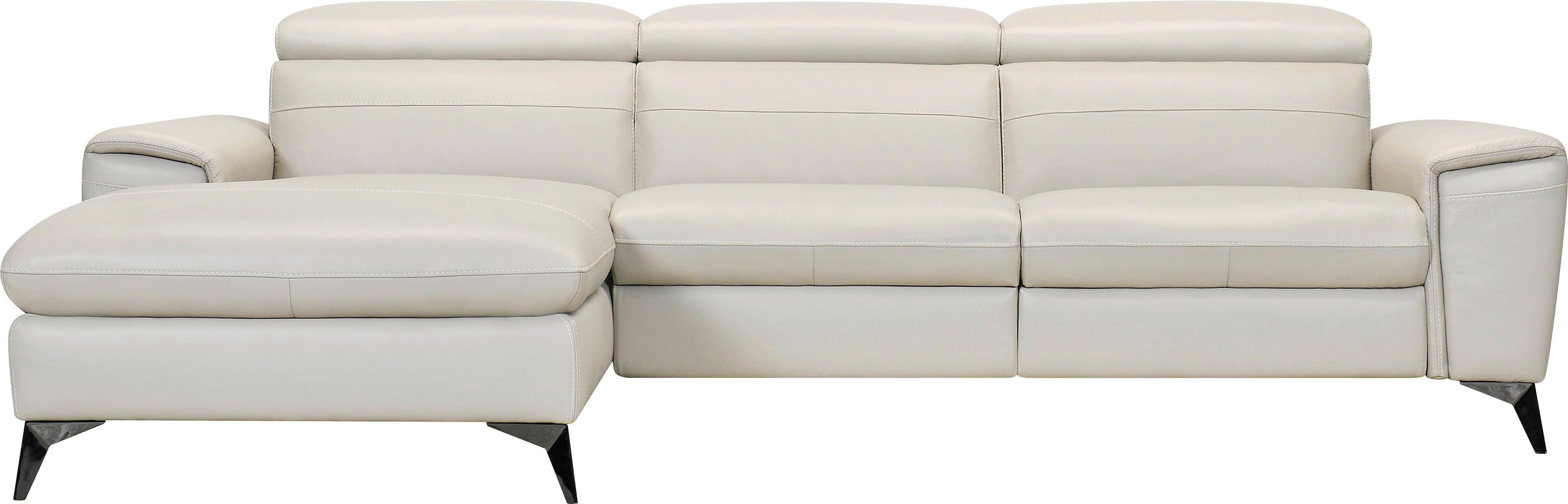 Places of Style Ecksofa Theron, L-Form, 263 cm, elektrische Relaxfunktion, USB-Anschluss, manuelle Kopfteilverstellung