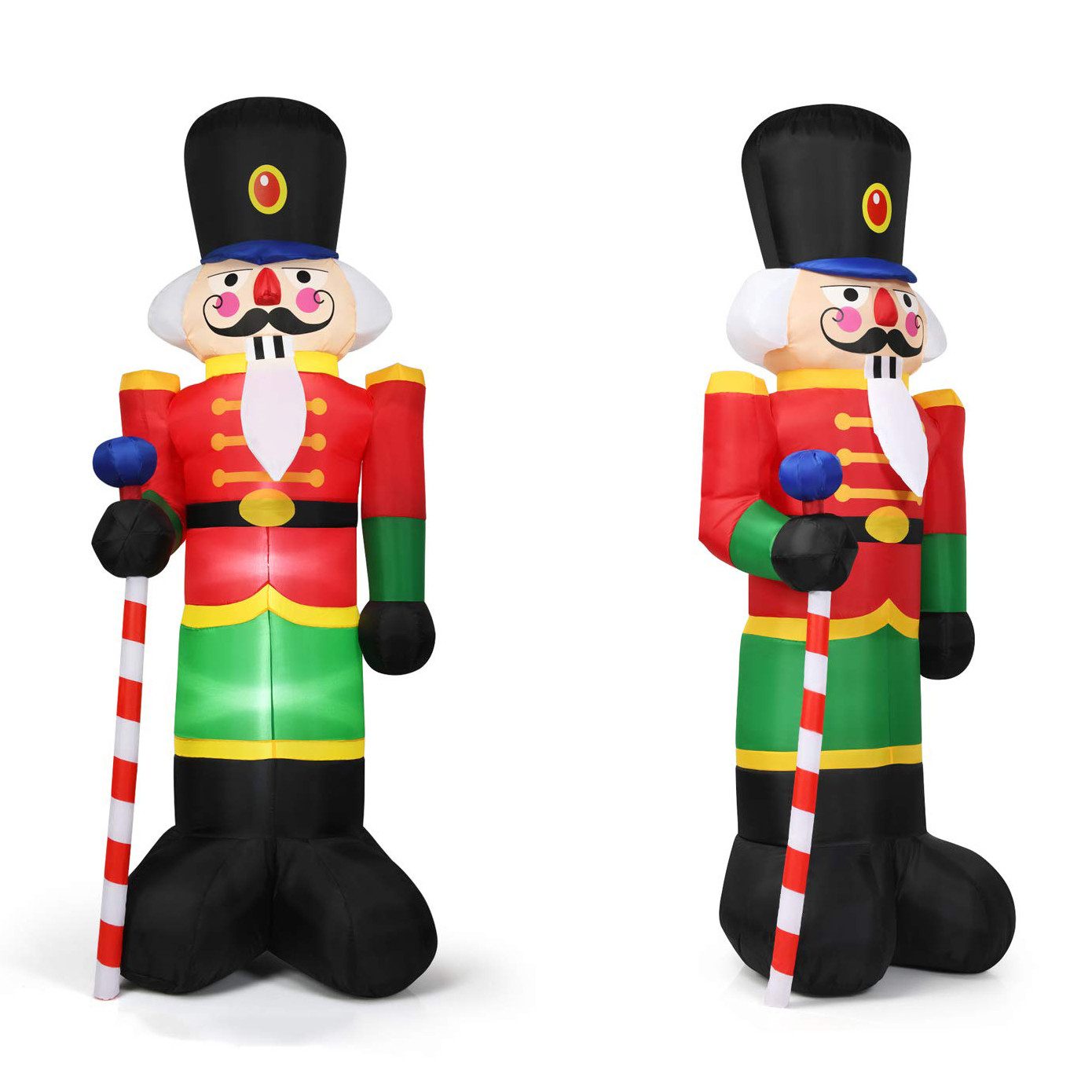 COSTWAY Weihnachtsmann, Nussknacker-Soldat, mit 3 LED, Gebläse & Sandsäcke