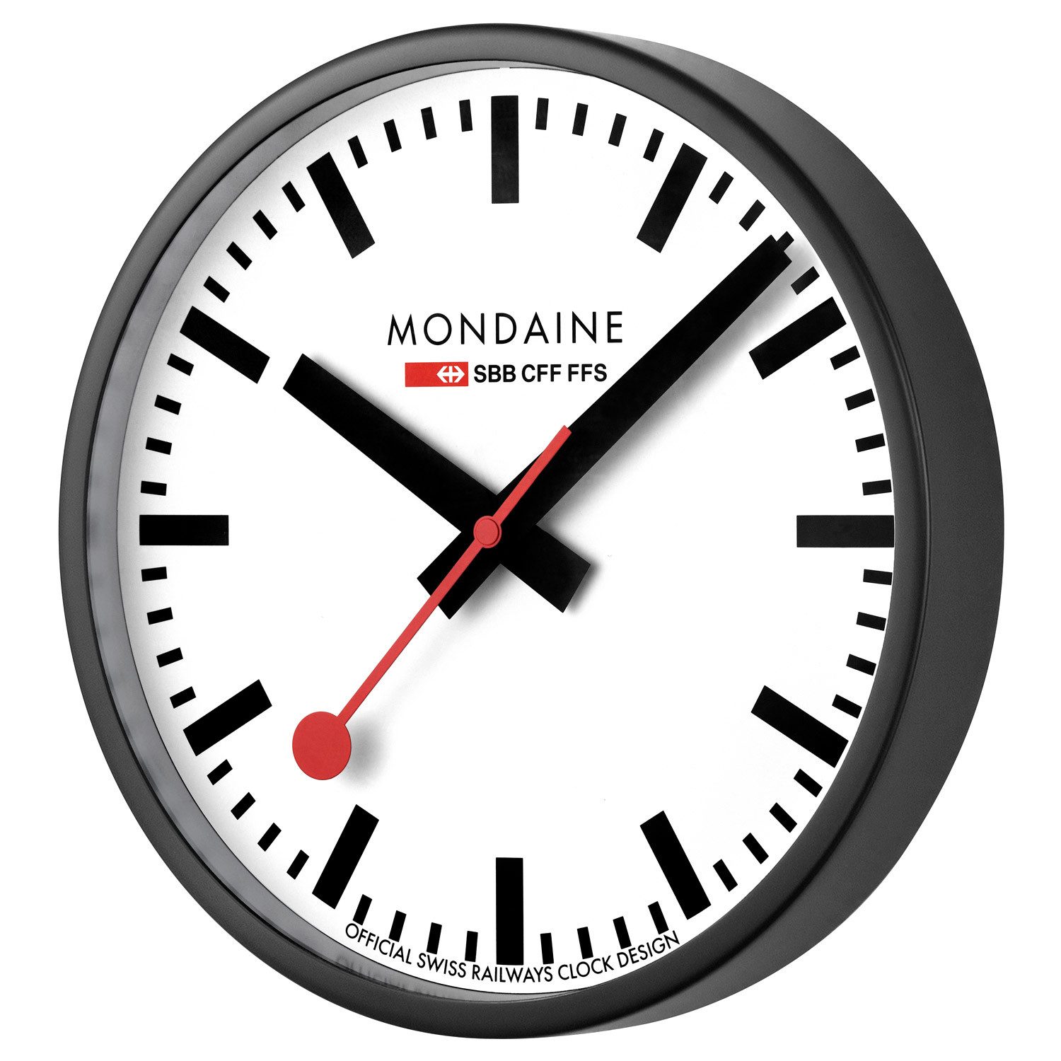 MONDAINE Wanduhr A990.CLOCK.12SBB (Quarz 25 cm Schwarz/Weiß)