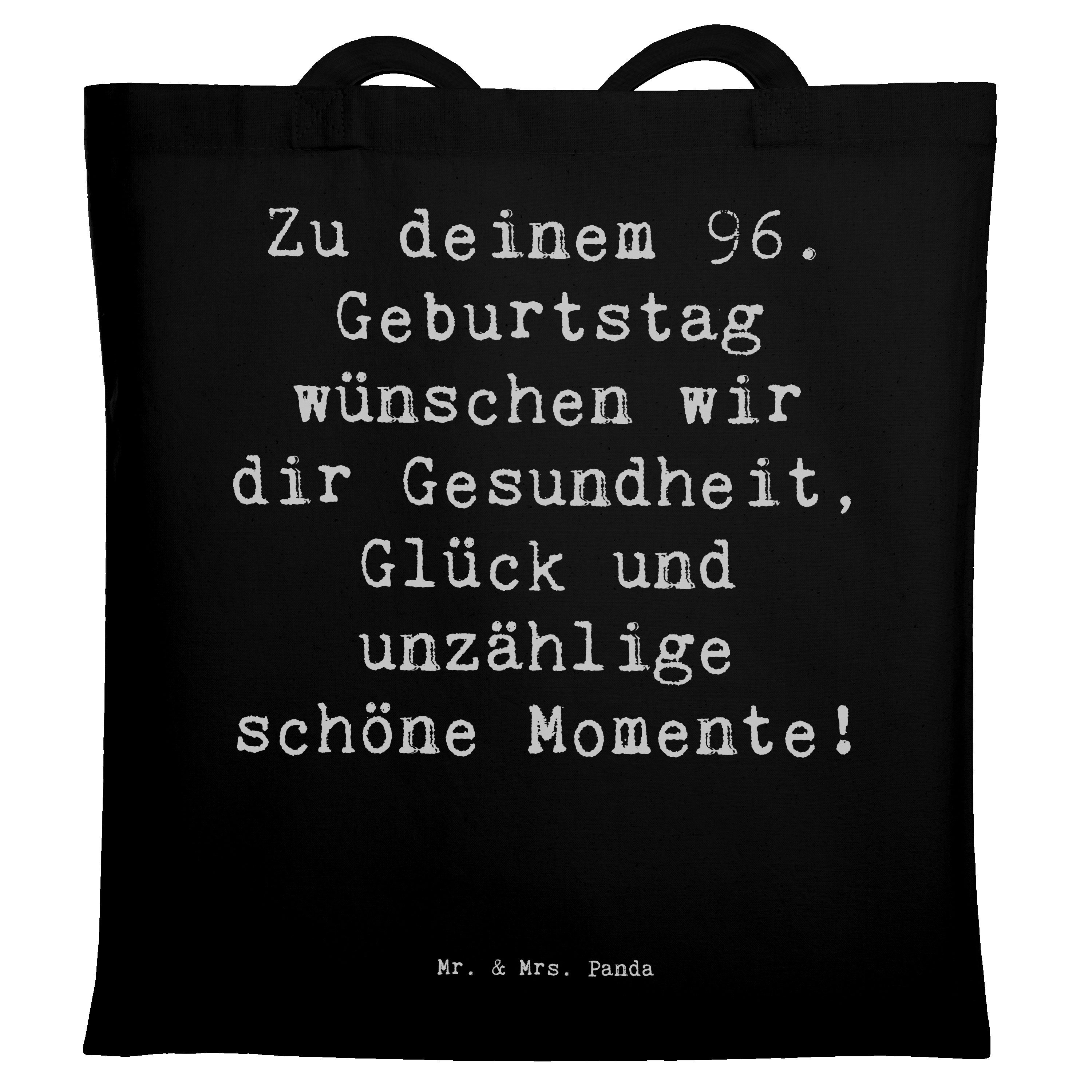 Tragetasche Spruch 96. Geburtstag - Schwarz - Geschenk, Herzenswunsch, Stofftasch