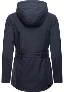 Ragwear Softshelljacke Margge Shell wasserdichte Damen Übergangsjacke mit großer Kapuze