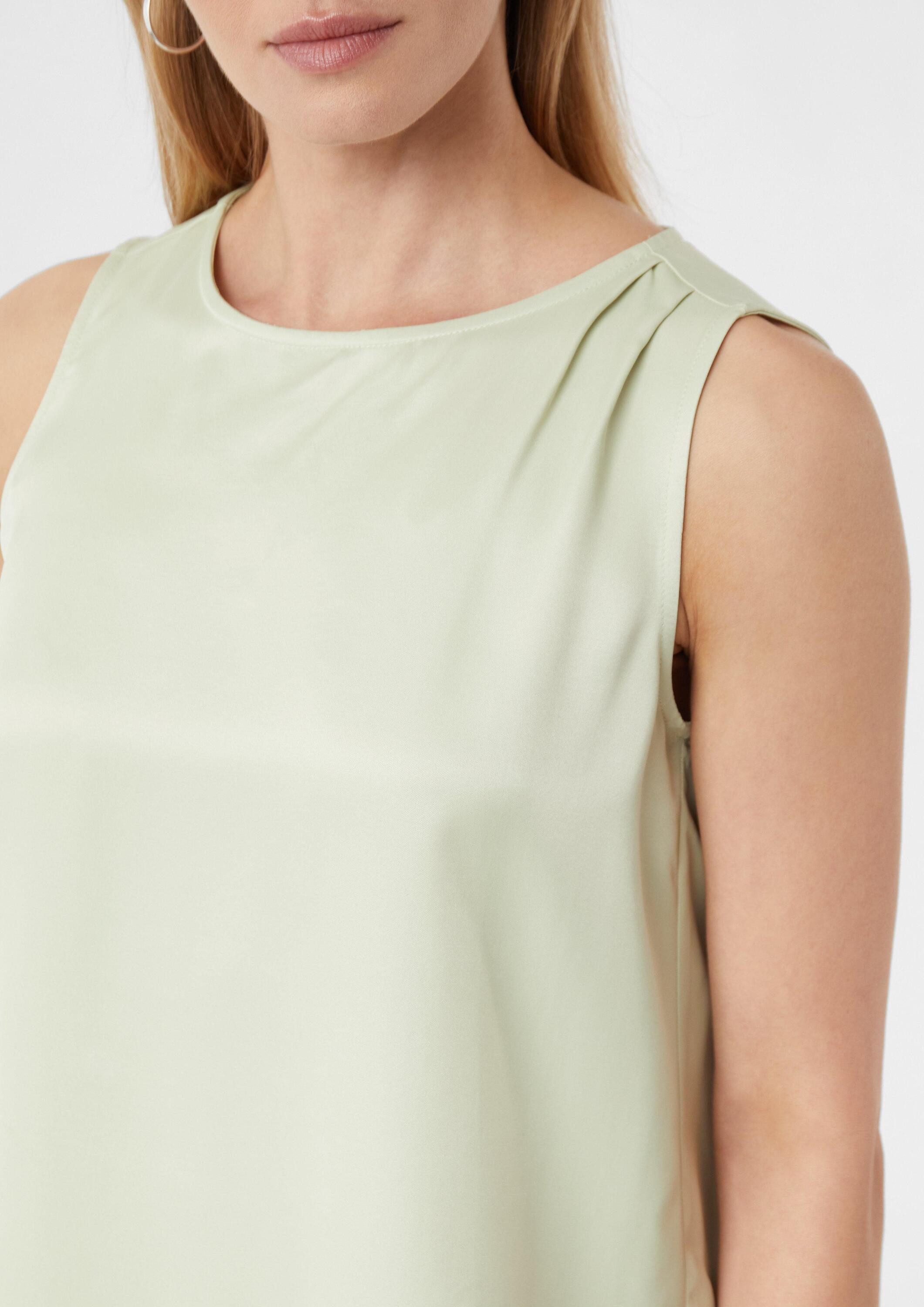 comma Blusentop Bluse Ärmellose Bluse aus Viskosesatin