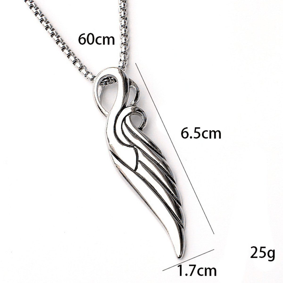 KARMA Kette mit Anhänger Flügel Edelstahl Silber Unisex 60 cm (Geschenk, Damenschmuck Herrenschmuck), Herrenhalskette Damenhalskette