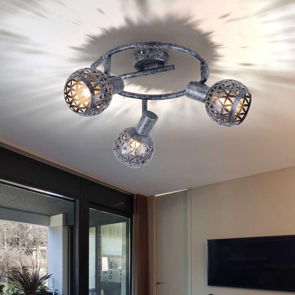 Wohnzimmerlampe etc-shop Flammig beweglich Leuchtmittel Spots Metall nicht 3 inklusive, Deckenleuchte Deckenspot, grau