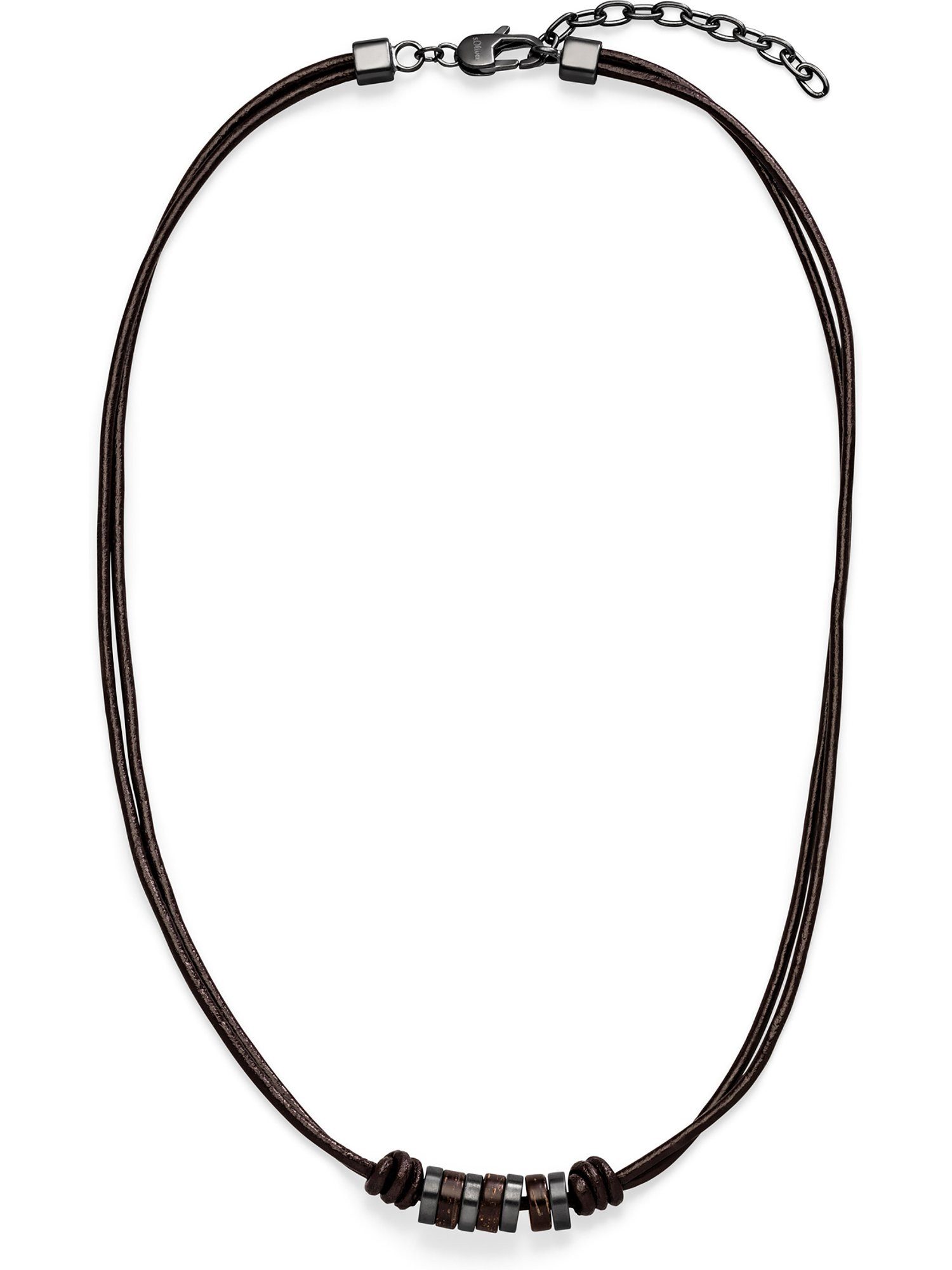 s.Oliver Silberkette S.Oliver Herren-Kette Edelstahl, Leder