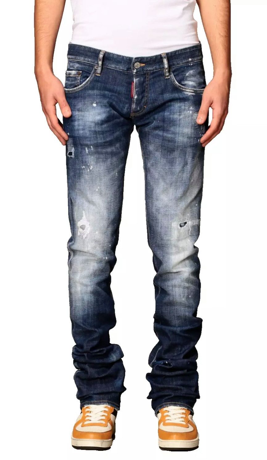 Dsquared2 5-Pocket-Jeans Skater Jeans Distressed Cloudy Wash mit Farbspritz günstig online kaufen