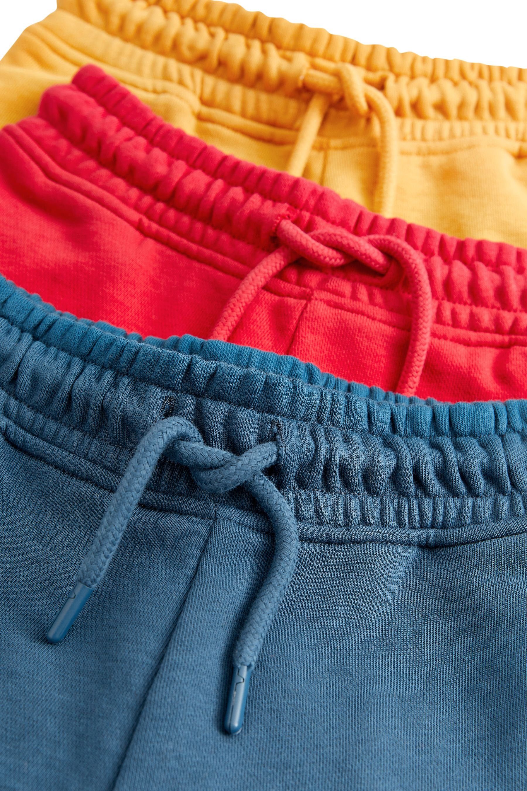 Next (3-tlg) Sweatshorts Blue/Red/Yellow Jersey-Shorts, 3er-Pack