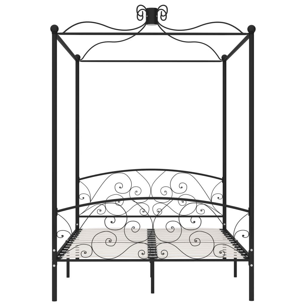 vidaXL Himmelbett 120 x 200 cm Himmelbett-Gestell Schwarz Metall 120x200 cm Bett Bettrah