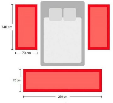 Bettumrandung Anesa Home affaire, Höhe 12 mm, (3-tlg), Konturenschnitt, Bettvorleger, 3-teiliges Läufer-Set fürs Schlafzimmer