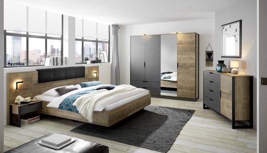 Places of Style Schlafzimmer-Set »Malthe«, (Set, 5-St., 2 Nachtkonsolen