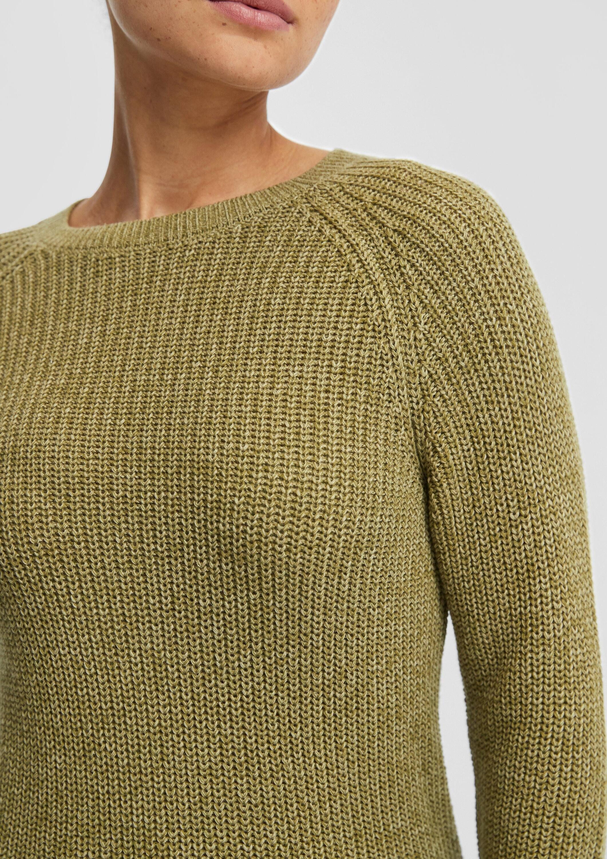 QS Longpullover Strickpullover Melierter Strickpullover mit Raglanärmeln