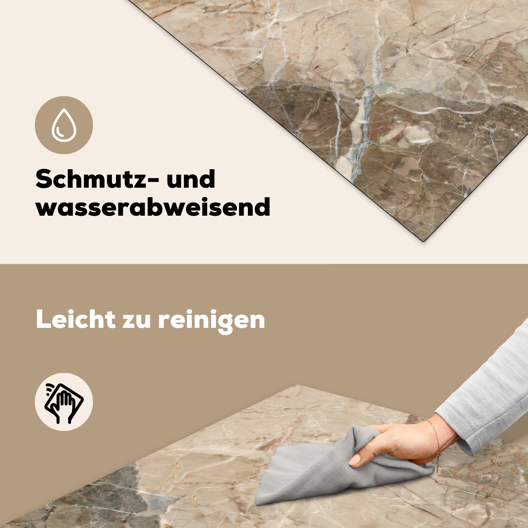 - Ceranfeldabdeckung, - tlg), Granit küche (1 Gelb Vinyl, Arbeitsplatte Herdblende-/Abdeckplatte MuchoWow 78x78 Braun Pflastersteine, für cm, -