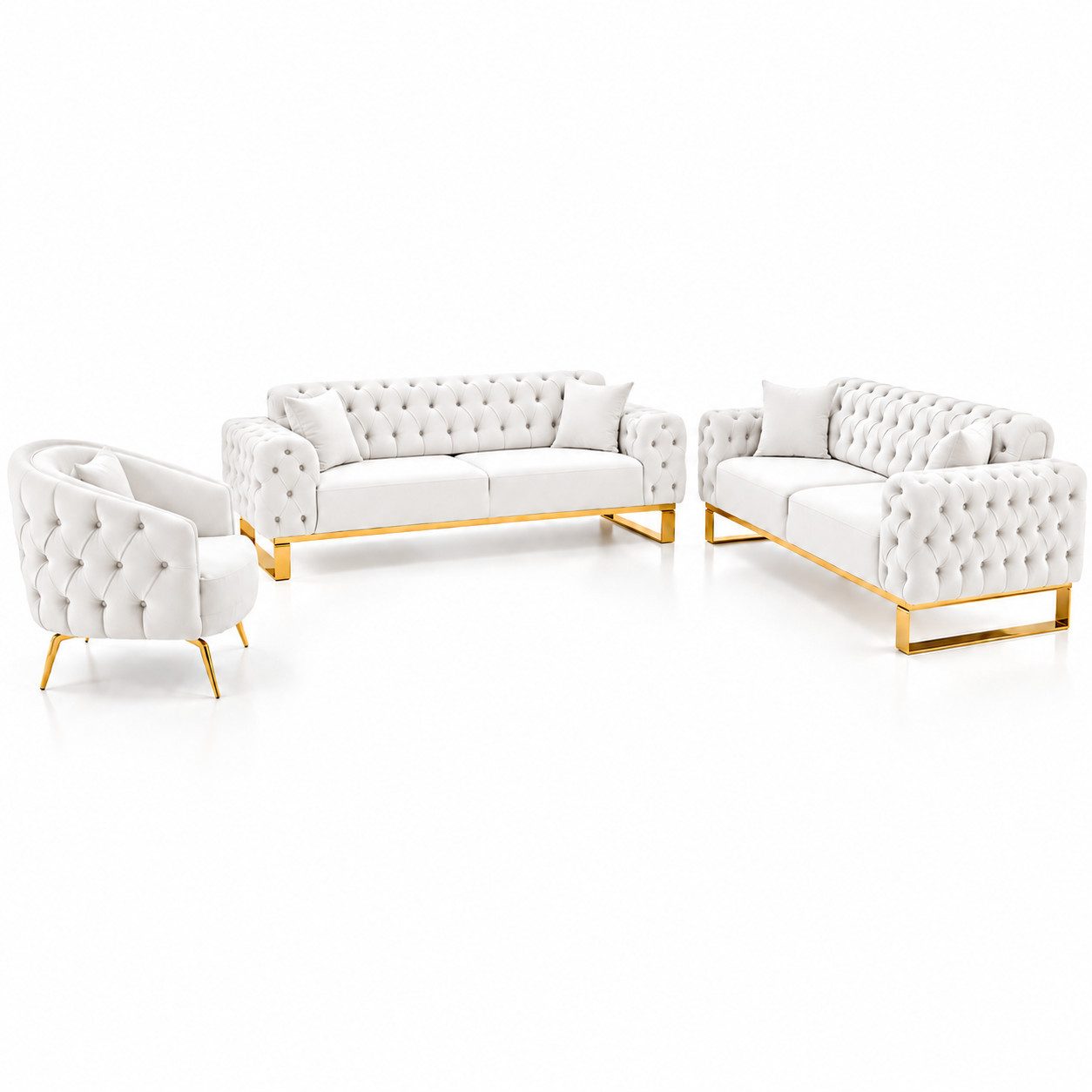 Palms-Store Sofa Sofa-Set Casino Royale mit Knopfheftung in 12 edlen Farbvarianten, Spar-Set, in 13 Stofffarben erhältlich