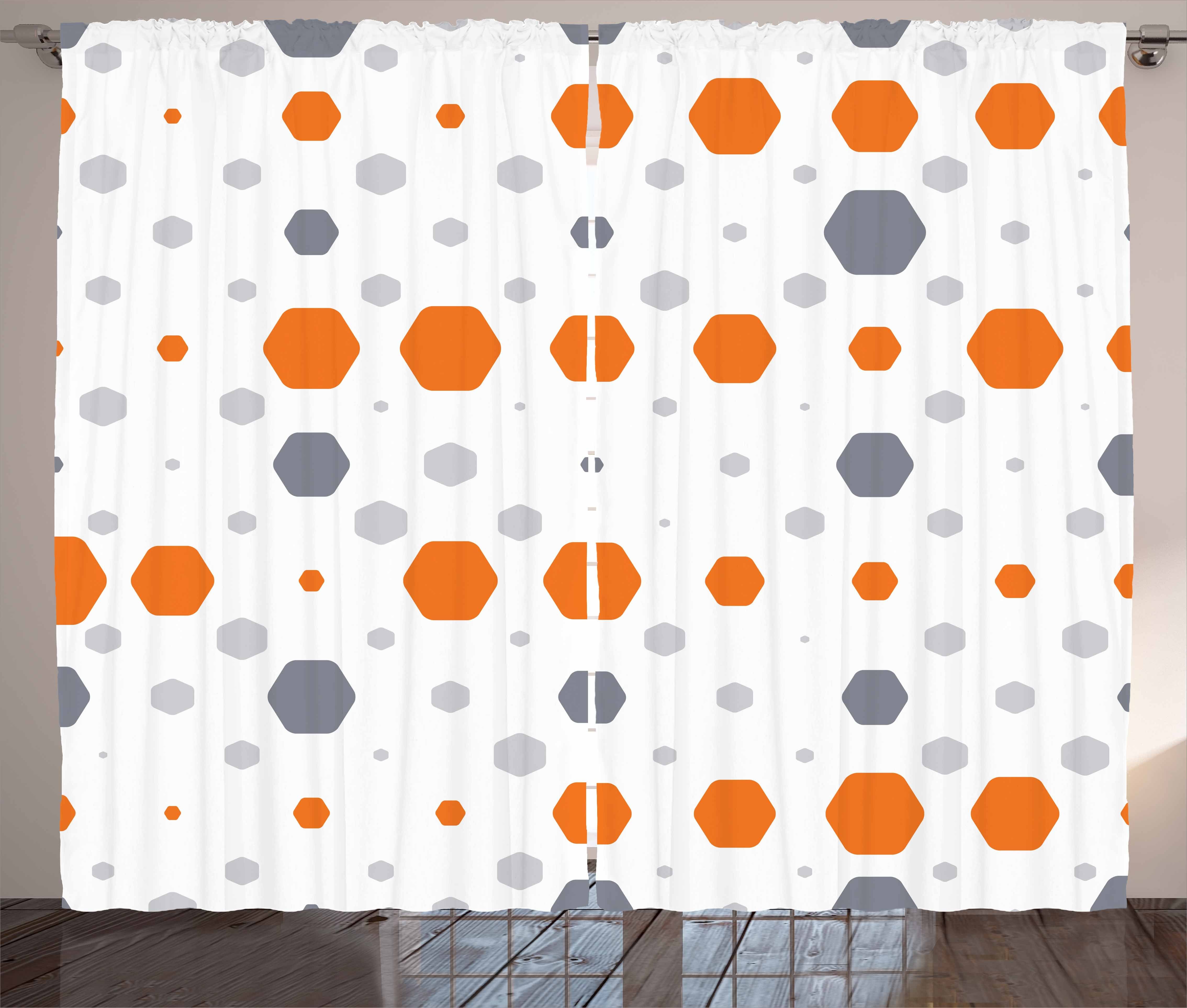 Gardine Schlafzimmer Kräuselband Vorhang mit Schlaufen und Haken, Abakuhaus, Geometrisch Abstrakte Muster Hexagons