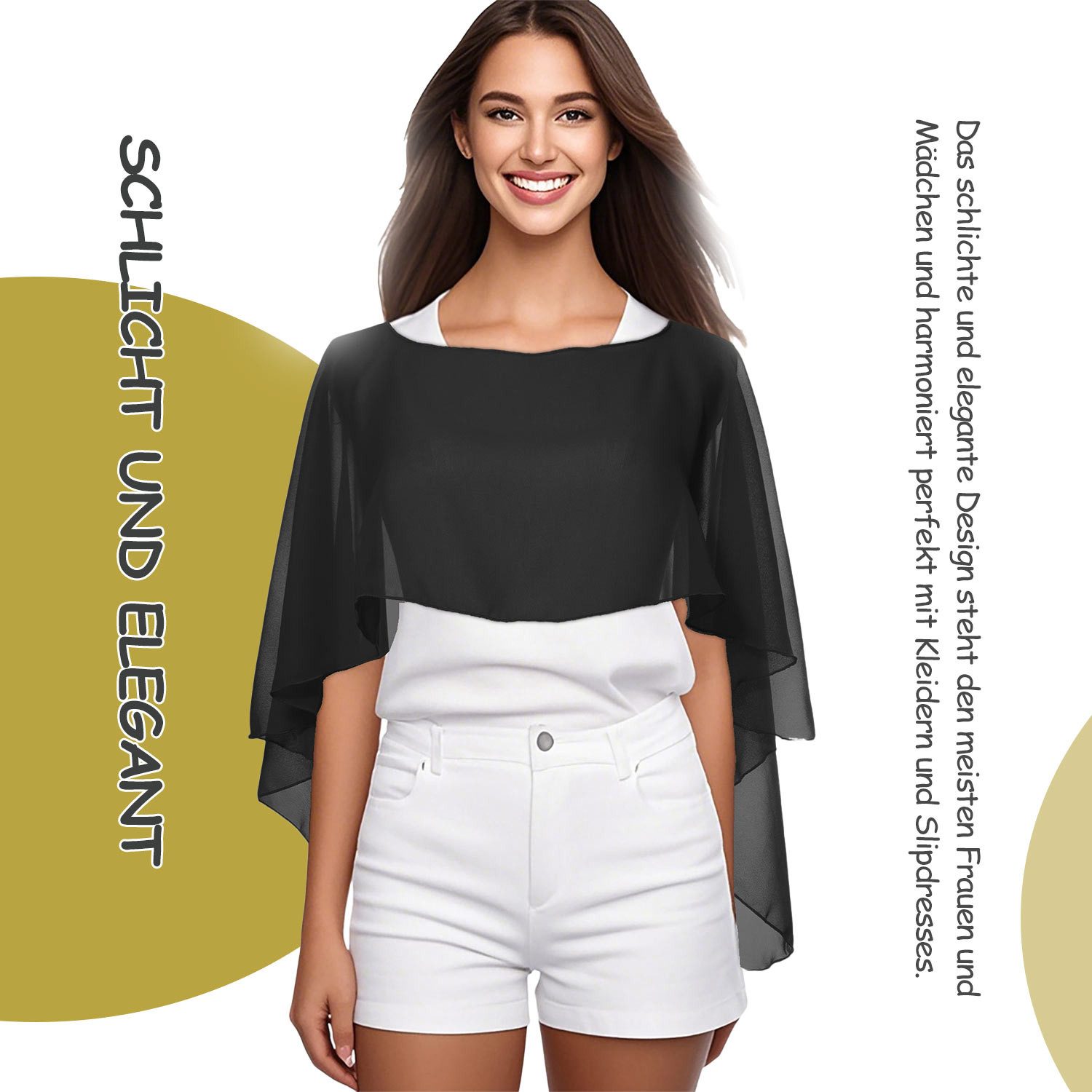 Refttenw Poncho Chiffon Poncho Damen Festlich Stola für Abendkleid, Luftig & Leicht Sommer Cape für Braut Hochzeit Brautkleid