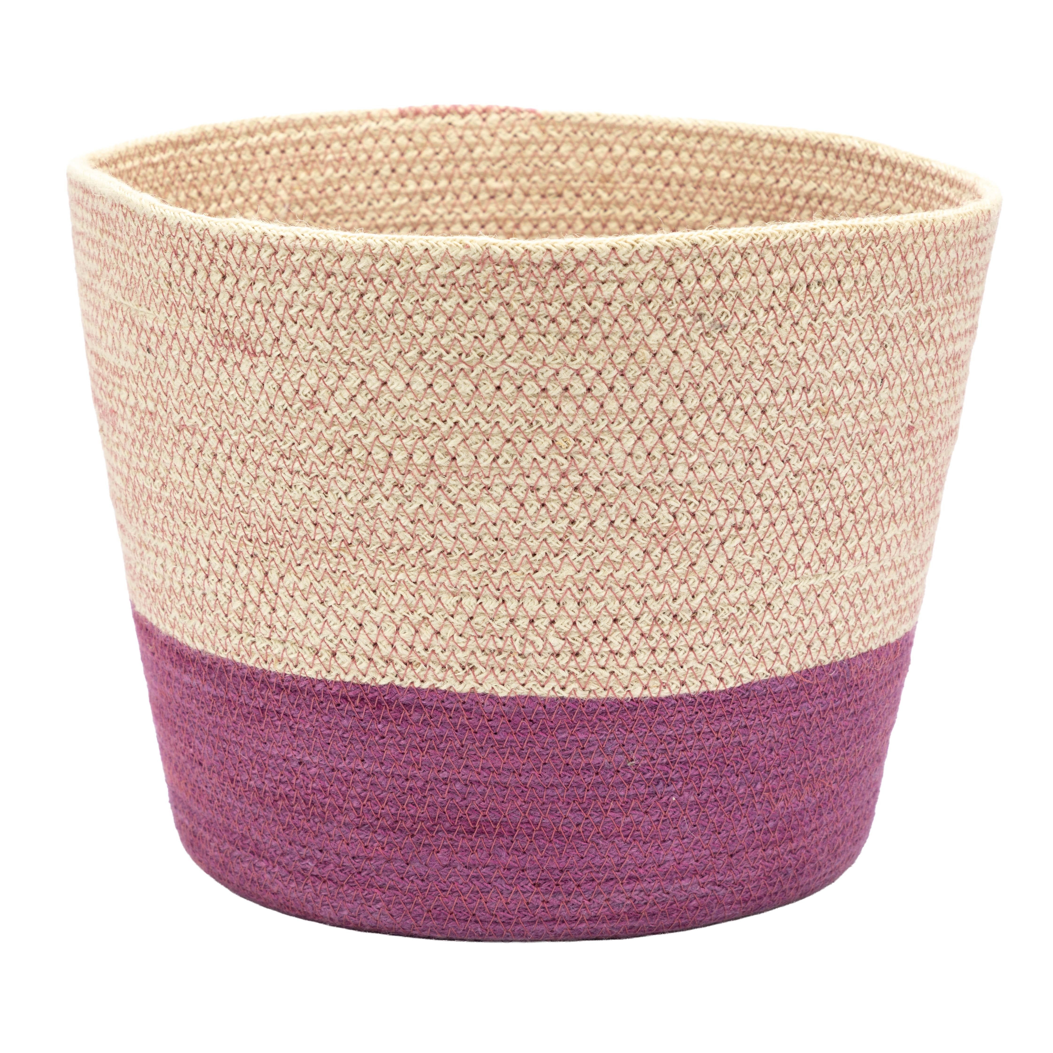 El Puente Aufbewahrungskorb "Stitches" Großer Korb aus Jute in Lila, Handmade, Handmade
