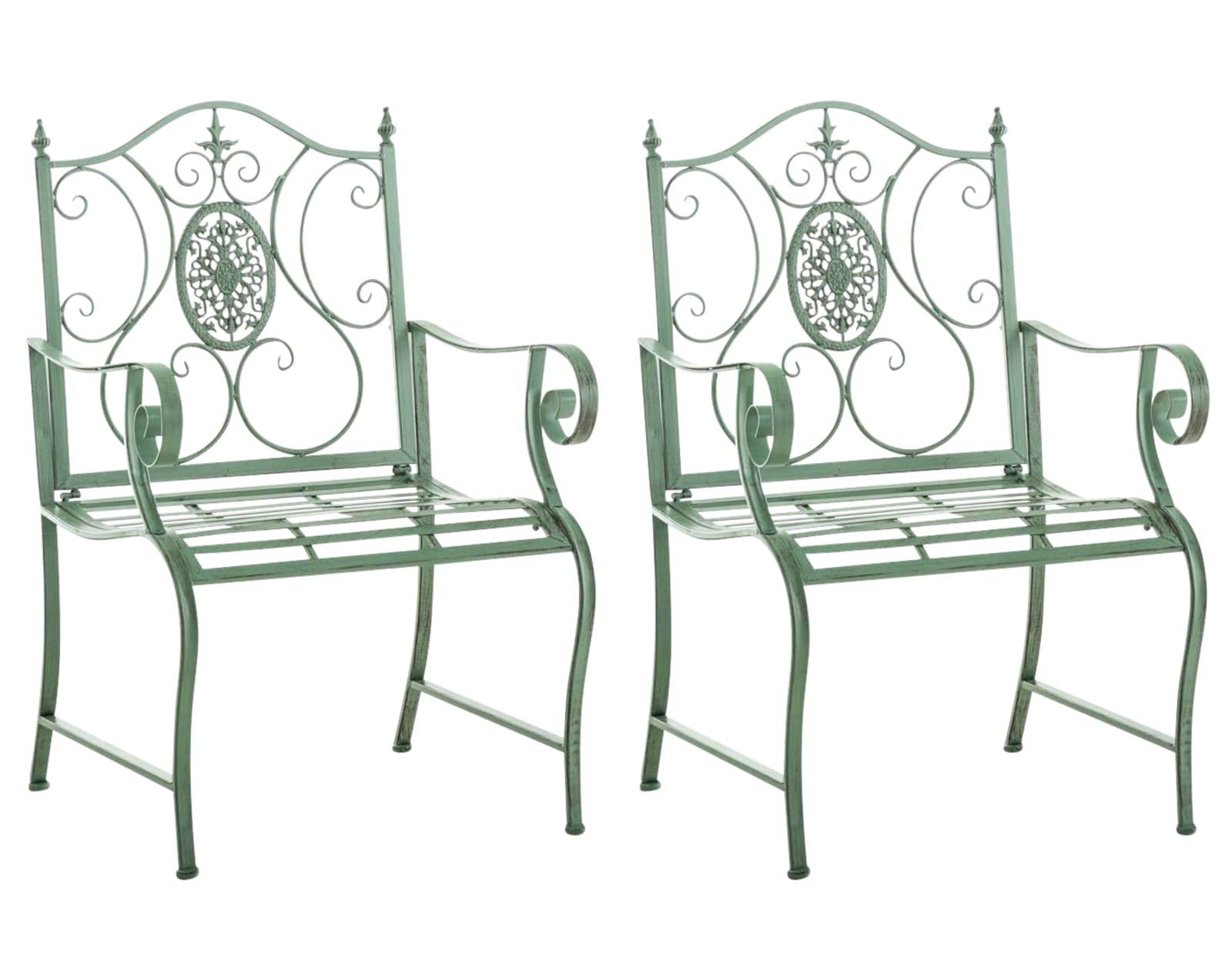 CLP Gartenstuhl Punjab (2er Set), Vintage, Eisen, Armlehnen, klappbar antik-grün | Stühle